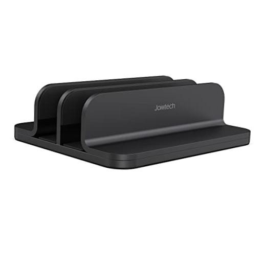 Dual Aluminum Vertical Laptop Stand Organizer, Sturdy Notebook Computer Black