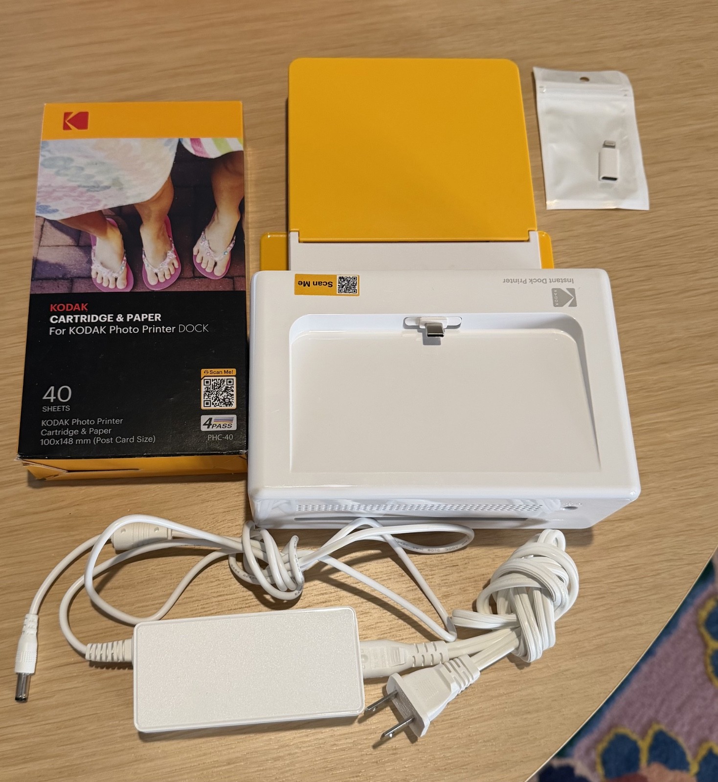 Kodak Dock Plus 4x6 Photo Printer + 40 Sheets Cartridge iPhone Adapter Bundle