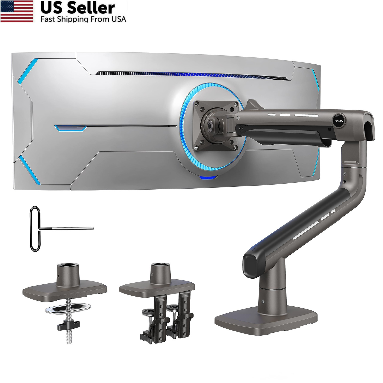HUANUO TitanLift Heavy Duty Monitor Arm for Screens up to 49", Black