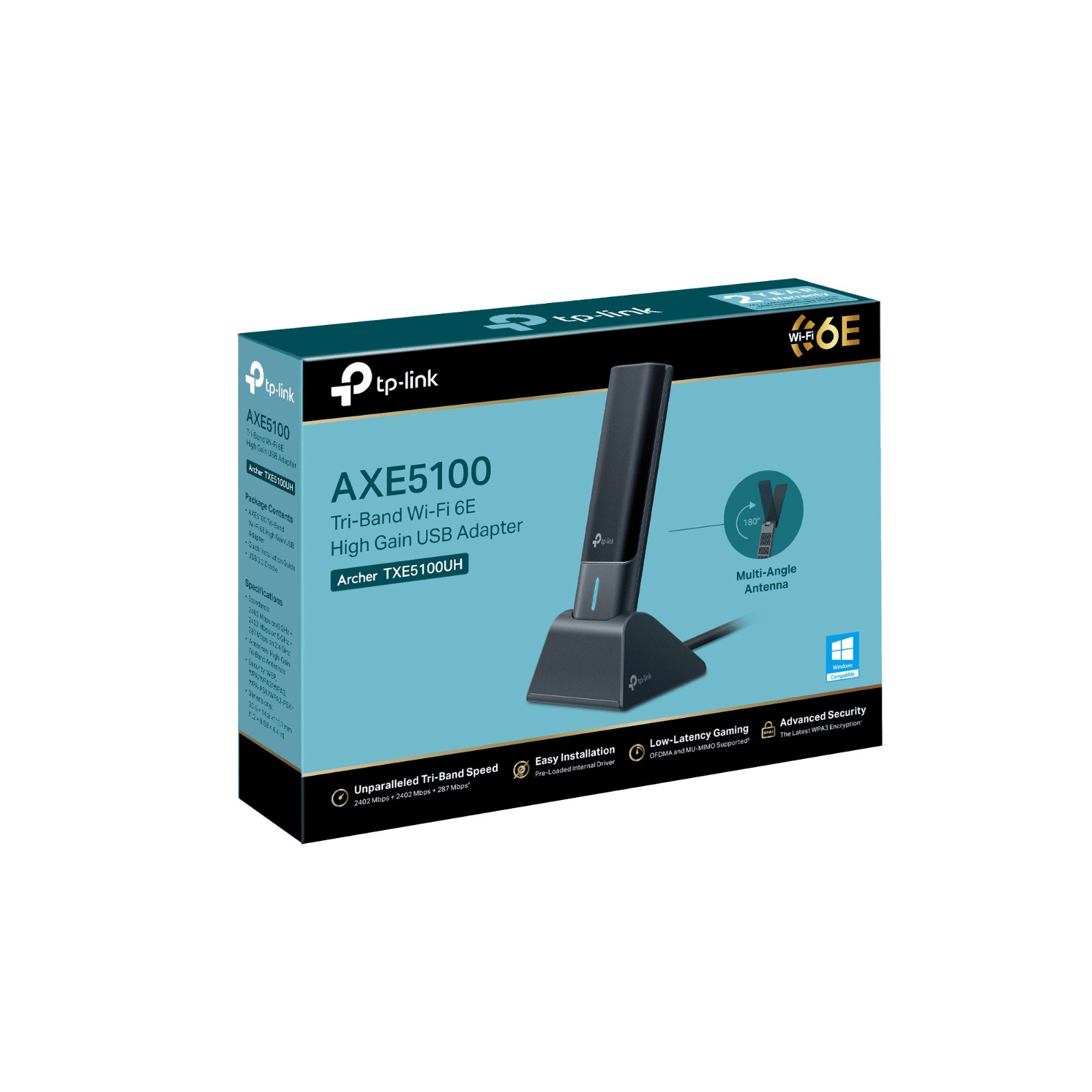 New, TP-Link AXE5100 Wi-Fi 6E Tri-Band Ultra-Fast Wireless USB Adapter