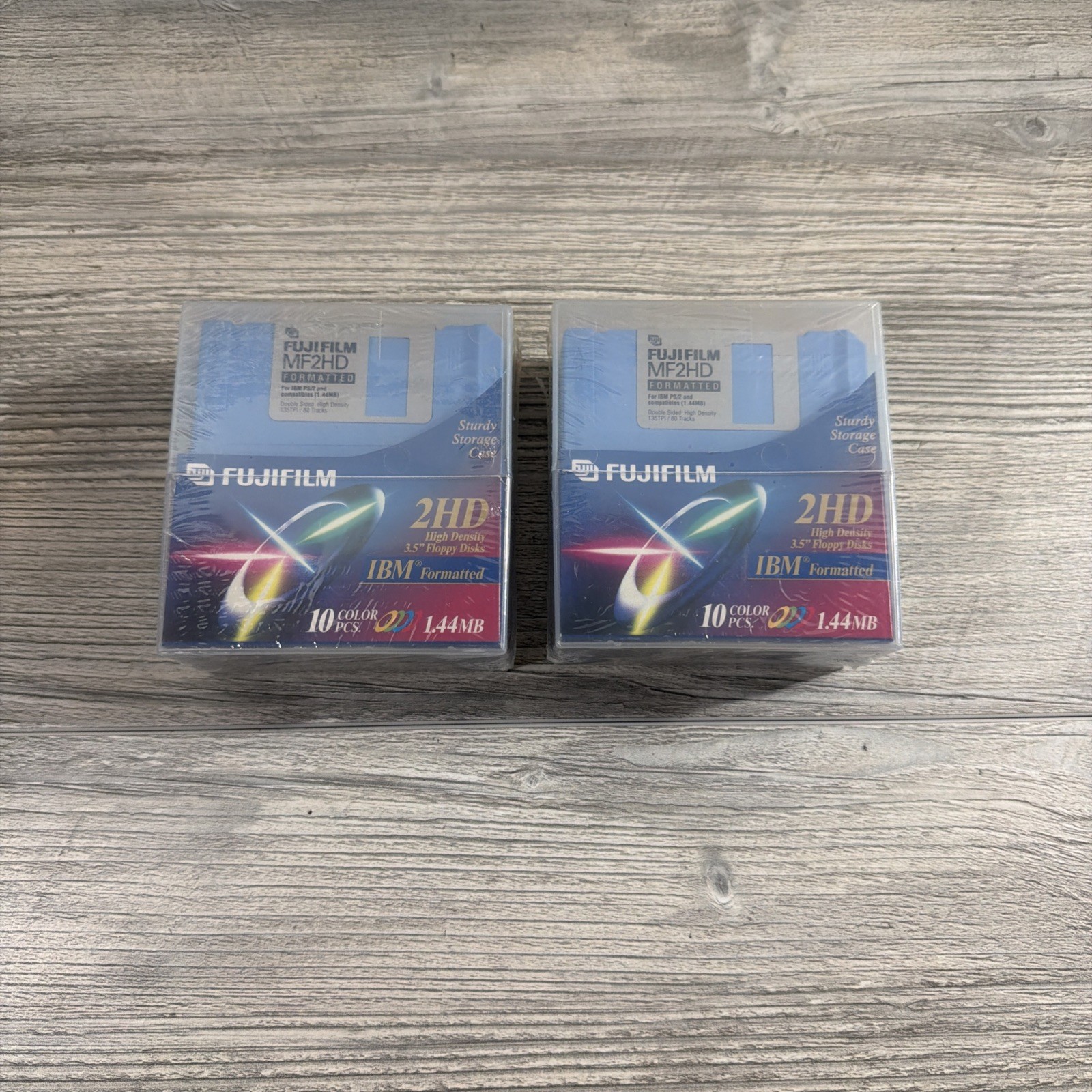 FUJIFILM 3.5" Floppy Disk 2HD IBM Formatted 1.44 MB Multi-Color 10-pack Lot Of 2