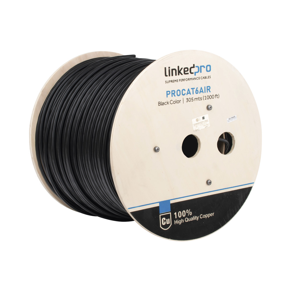 LinkedPRO PROCAT6AIR Cat6 FTP cable for outdoor, black, 1000 ft (305 m), for