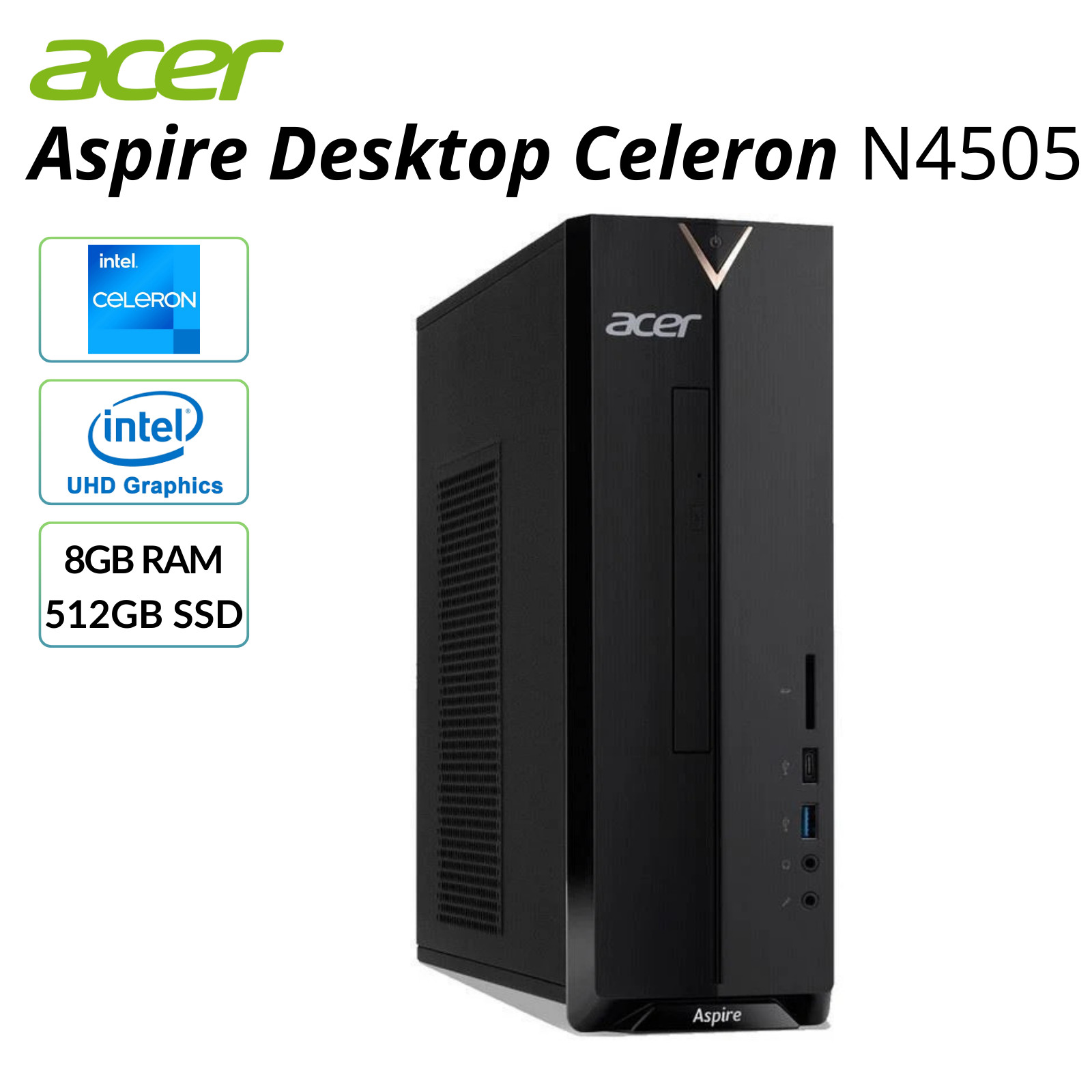 Acer Aspire Desktop Intel Celeron N4505 2GHz 8GB RAM 512GB SSD Refurbished
