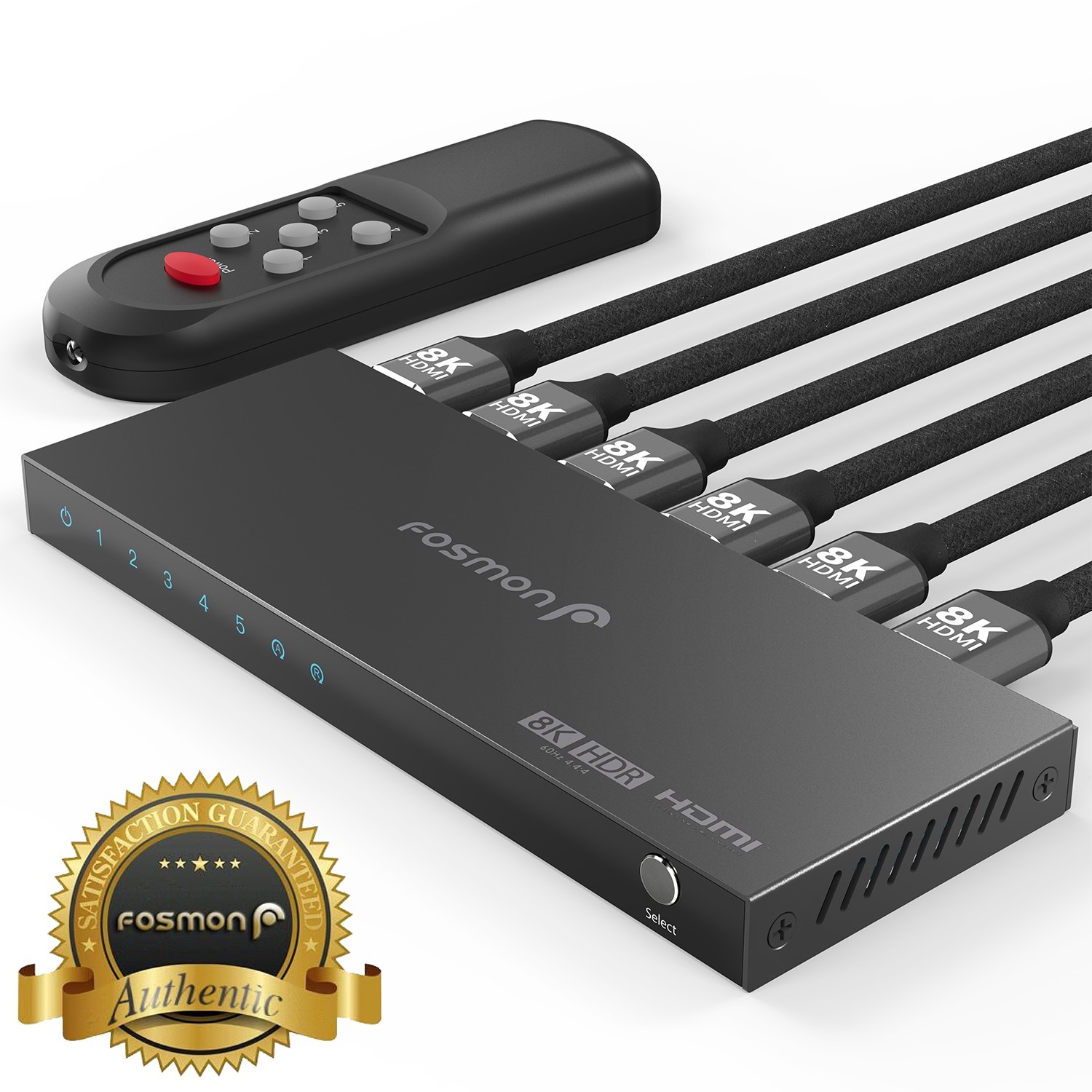 8K HDMI 2.1 Switch Switcher Splitter With Remote 5 In 1 Out 48Gbps High Speed