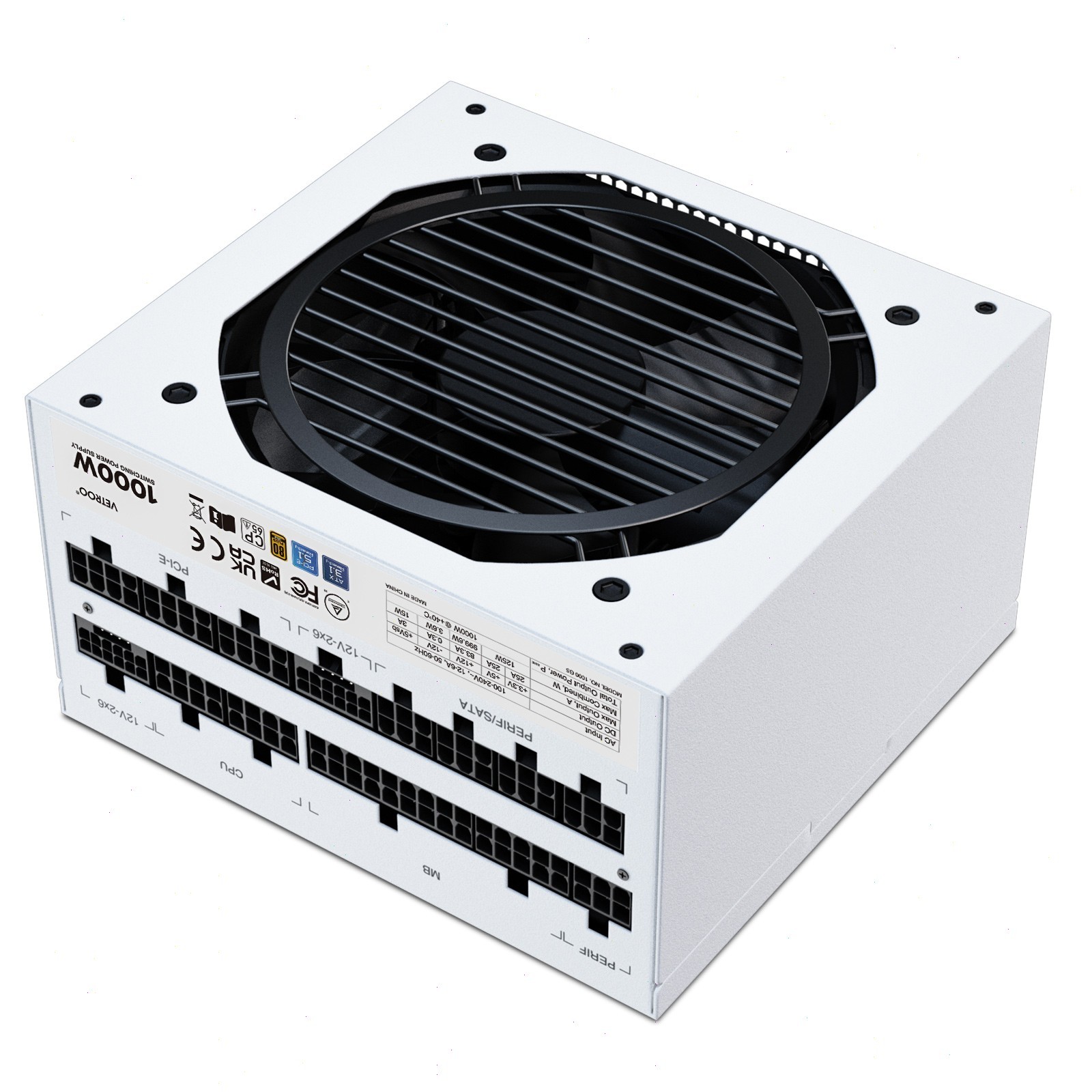 OPEN BOX Vetroo 1000W White Power Supply ATX 3.1 PCIE 5.1 Full Modular 80 Gold