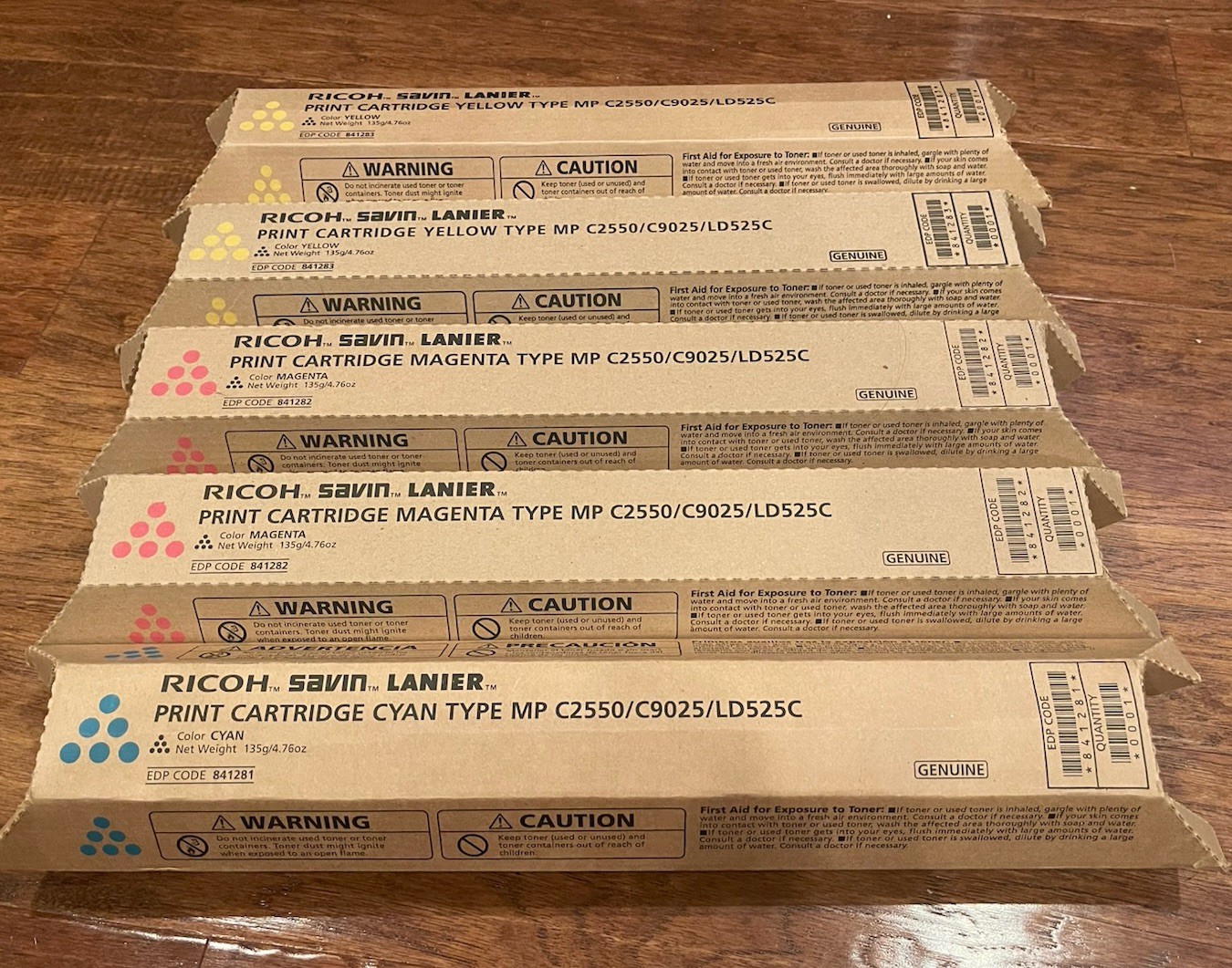 5 Ricoh SAVIN LANIER MP-C2550/C9025/LD525C Cartridge 2 x Magenta 2 x Yellow Cyan