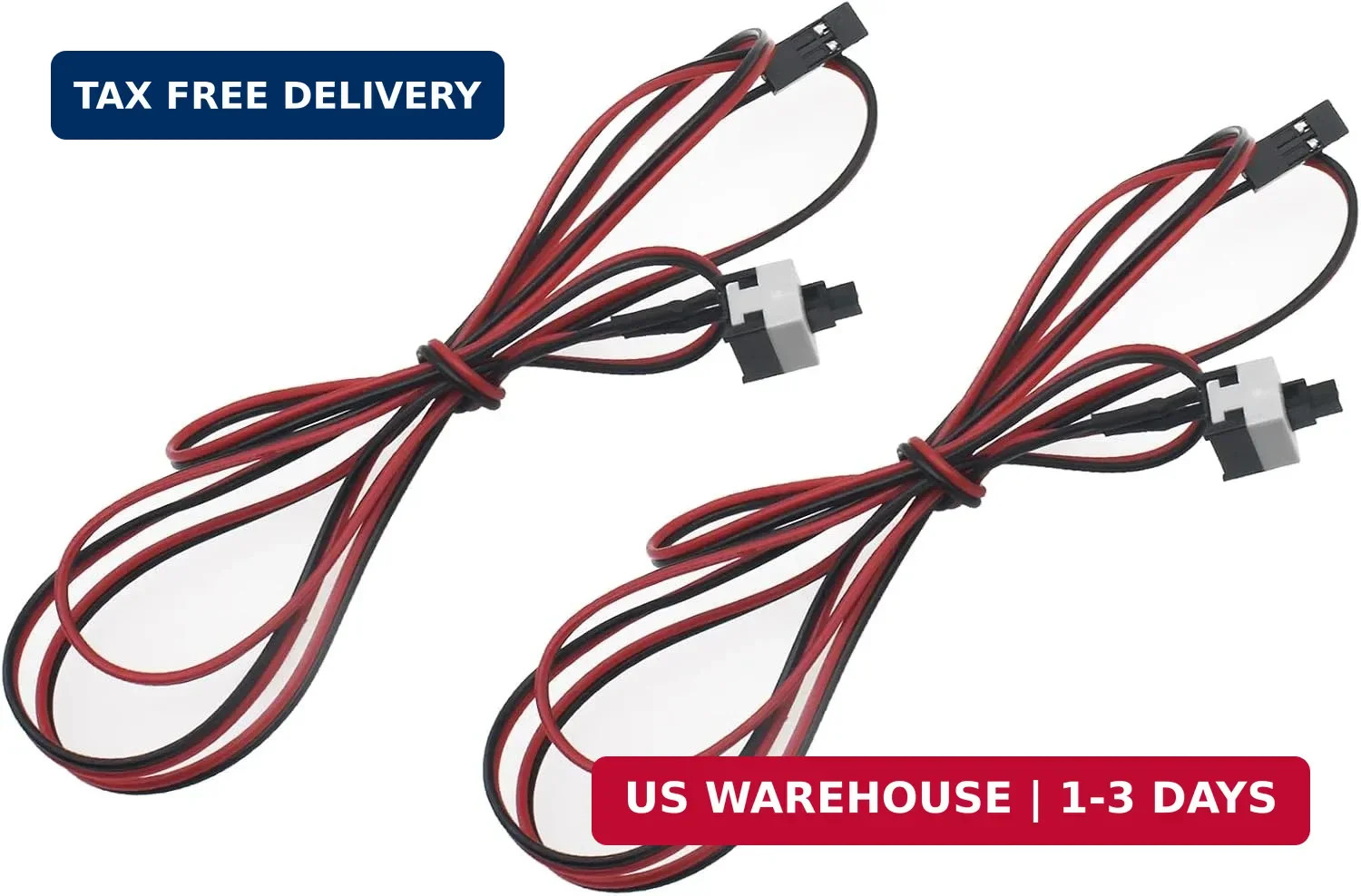 2 Pcs ATX PC Power Switch Cord 2 Pin SW Motherboard Reset Switch PC Desktop Powe