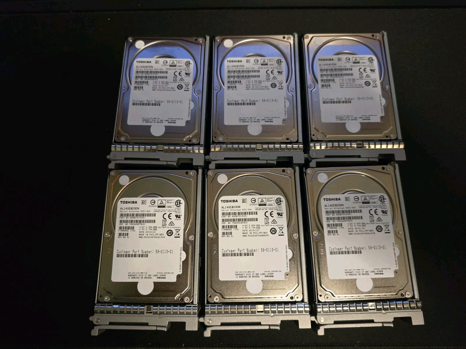 Lot of 6 - A03-D300GA2 Cisco 300GB SAS 10K 6GBHDD/HOT PLUG/DRIVE 58-0113-01