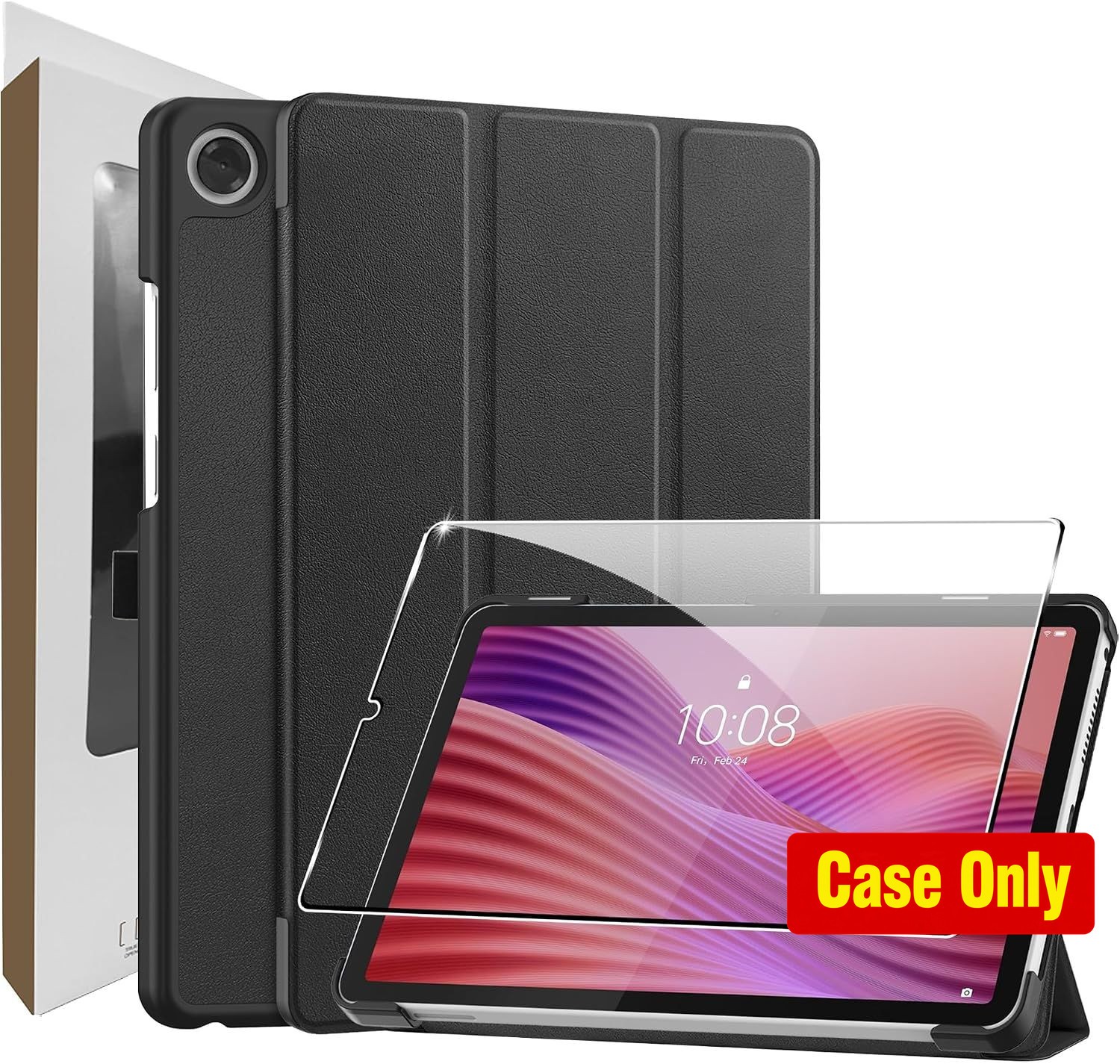 Lightweight Hard Shell Case with Screen Protector for Lenovo Tab One 8.7, Black