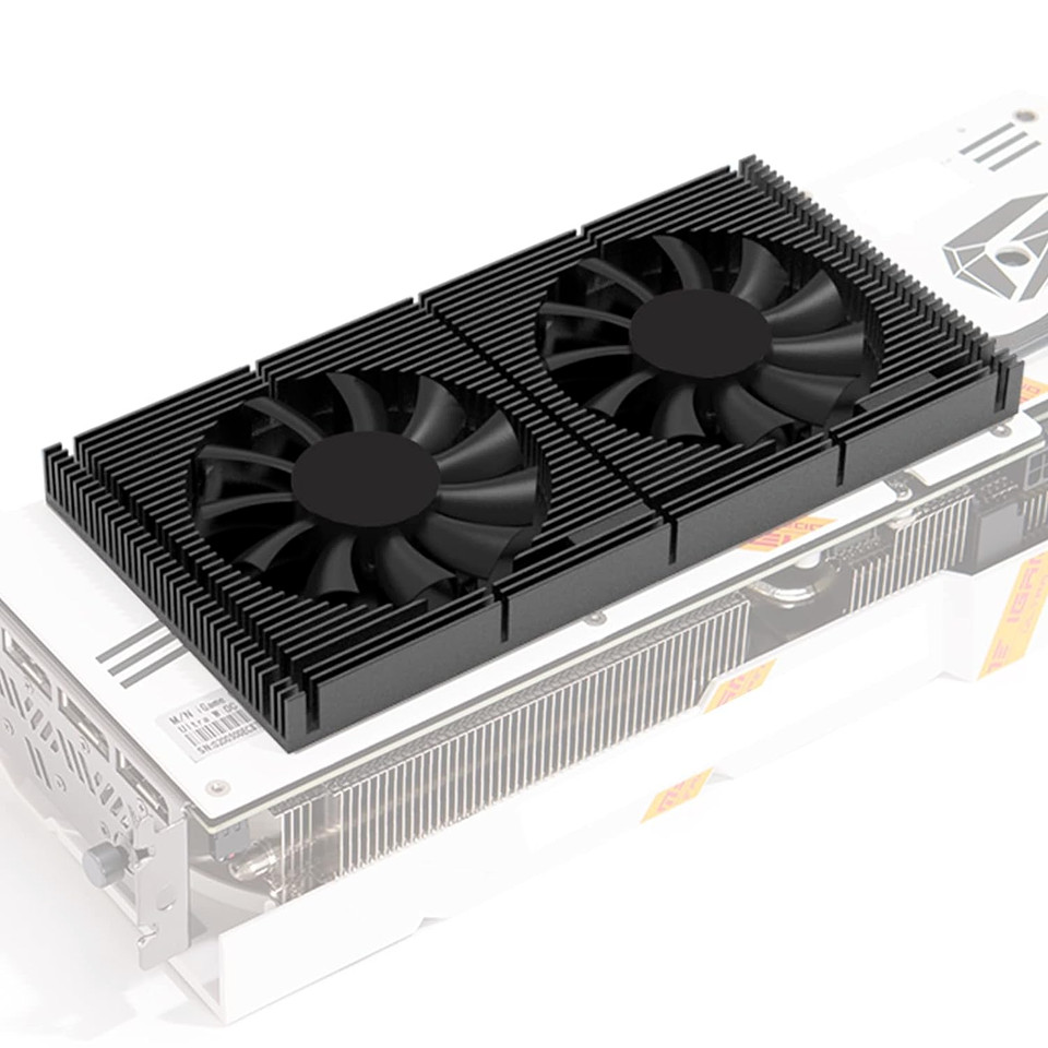Aluminum GPU Backplate Memory Radiator with Dual 70mm PWM Cooling Fans - RTX 309