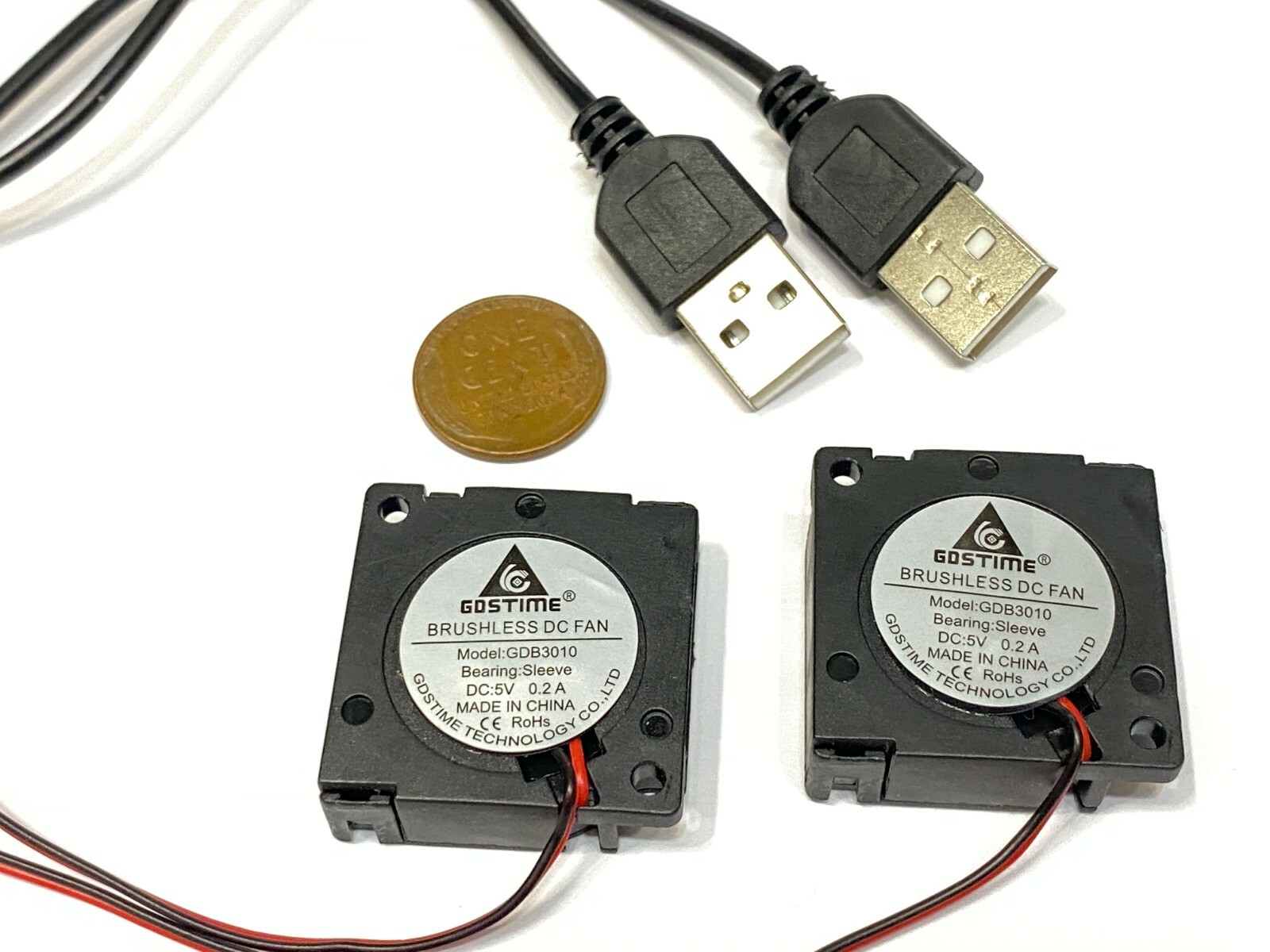  2x USB Blower 5v 30mm x 10mm 3cm dc quiet Cooling Fan Brushless 3010 2Pin E35