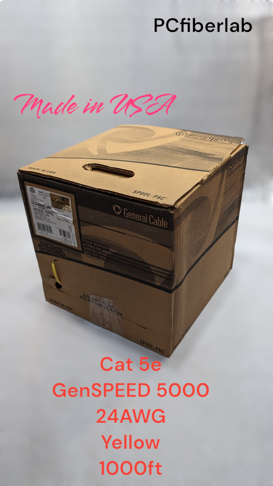 General Cable CAT 5E GenSpeed 5000 4P/24AWG COPPER 350Mhz Yellow - 1000 FT
