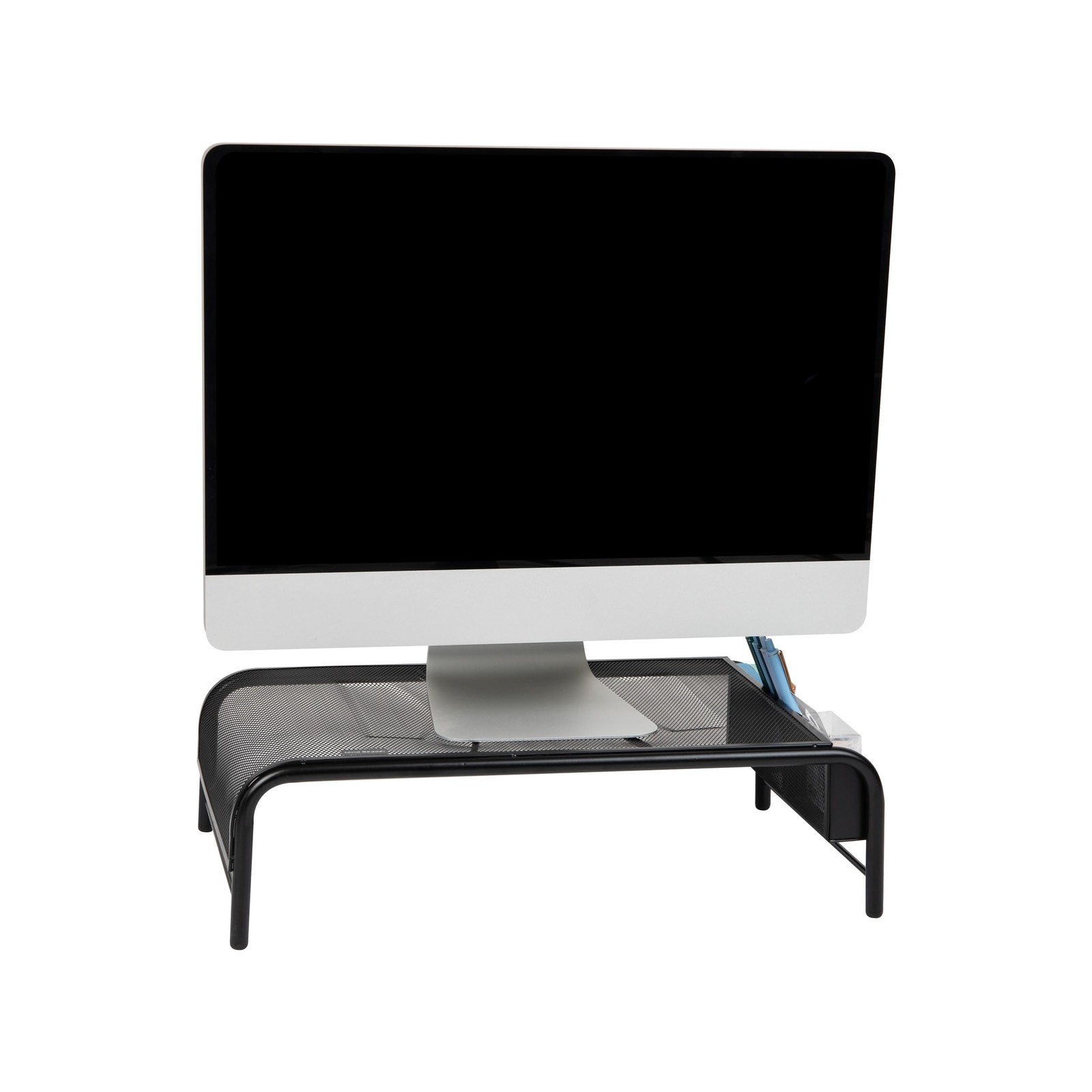Mind Reader Monitor Stand, Ventilated Laptop Riser, Metal Mesh, 20"L x 11.5"W