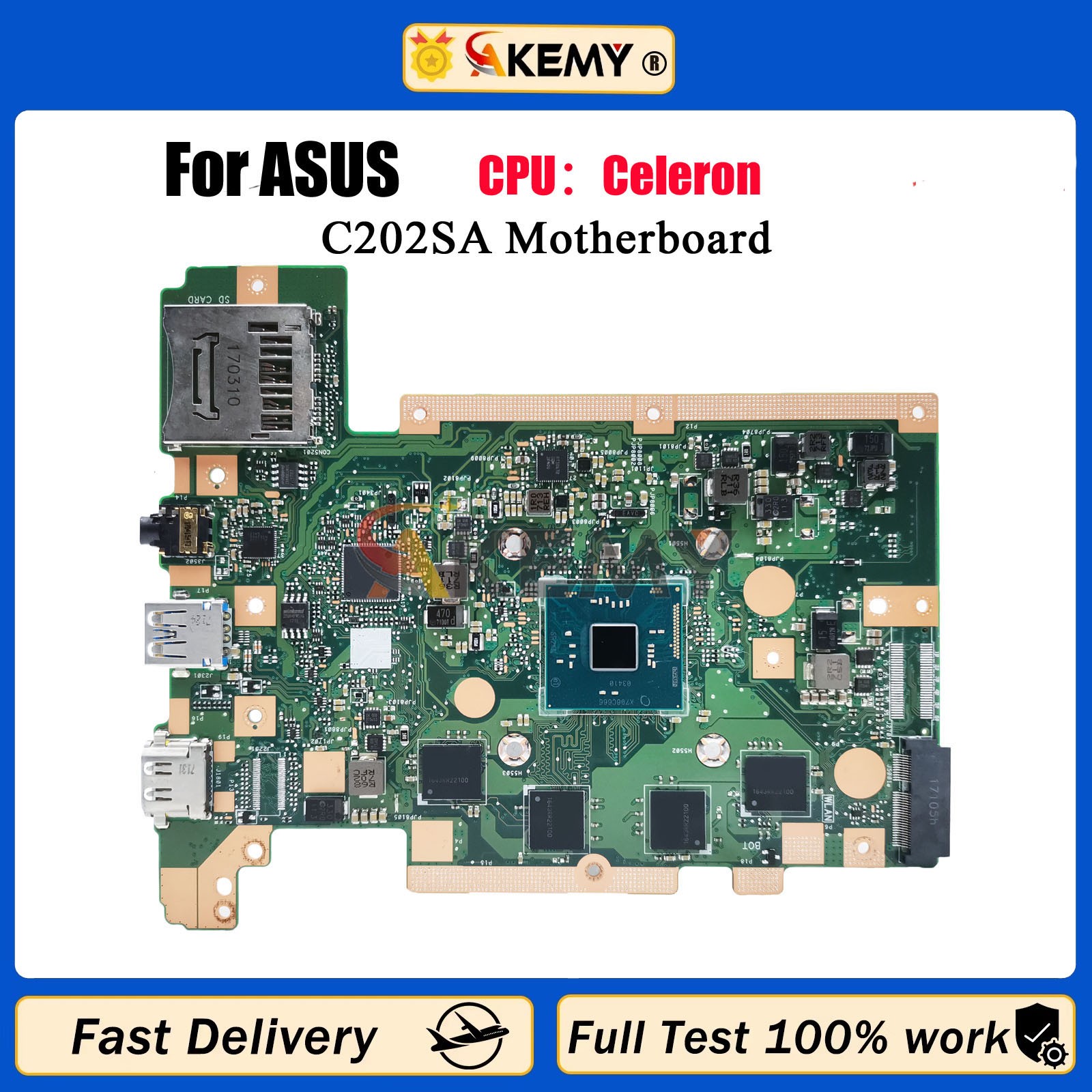 C202SA Laptop Motherboard For ASUS Chromebook C202SA C202S C202 W/ Celeron CPU