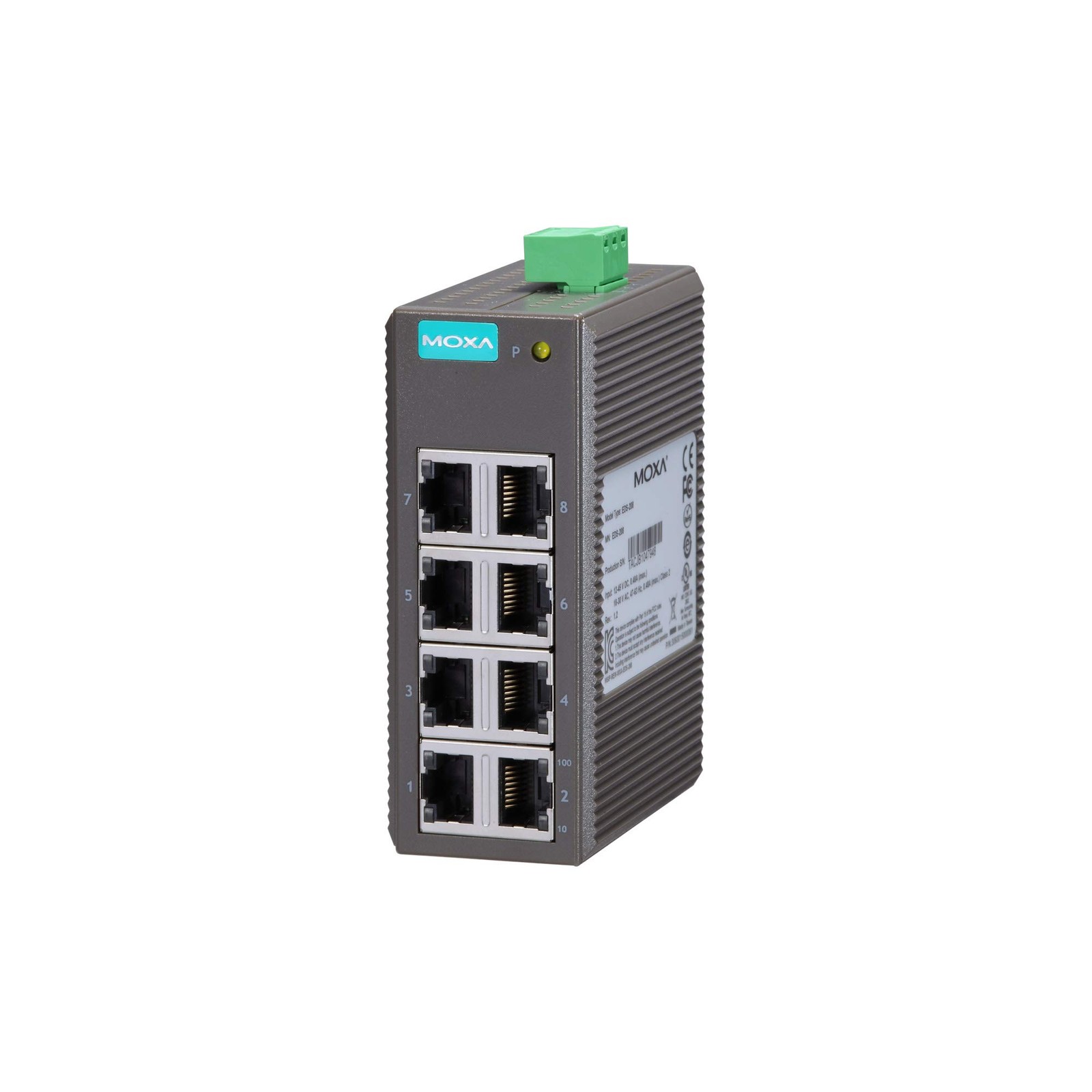 Moxa 8 Port Unmanaged Ethernet Switch 10 100BaseT RJ45 Network Switch Grey