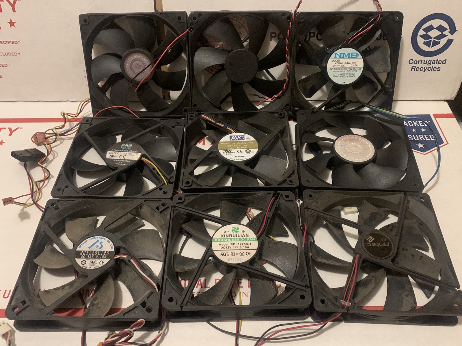 Fan Muffin Cooling DC 12V DC12V 120mm 120x120x25 Mixed Lot Of 9