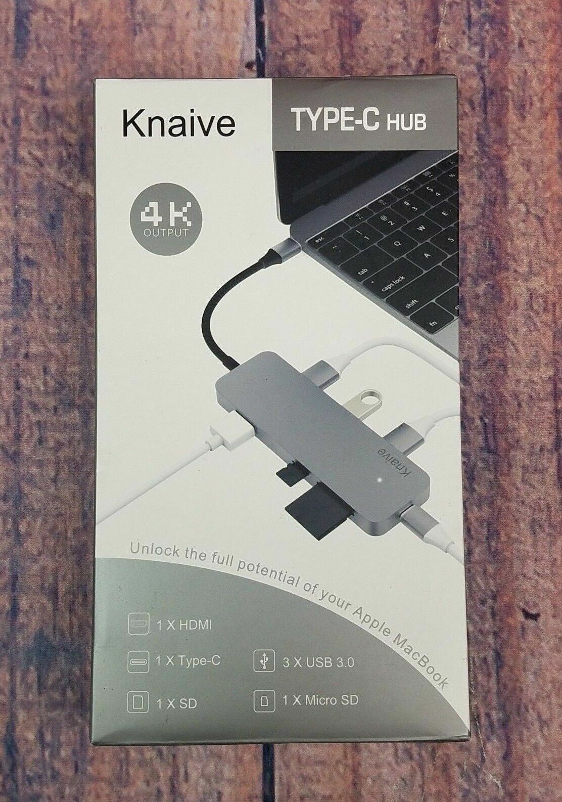 Aluminum 7 in 1 USB Type C Hub Adapter Dongle 3 USB Ethernet Port 4K HDMI SD TF