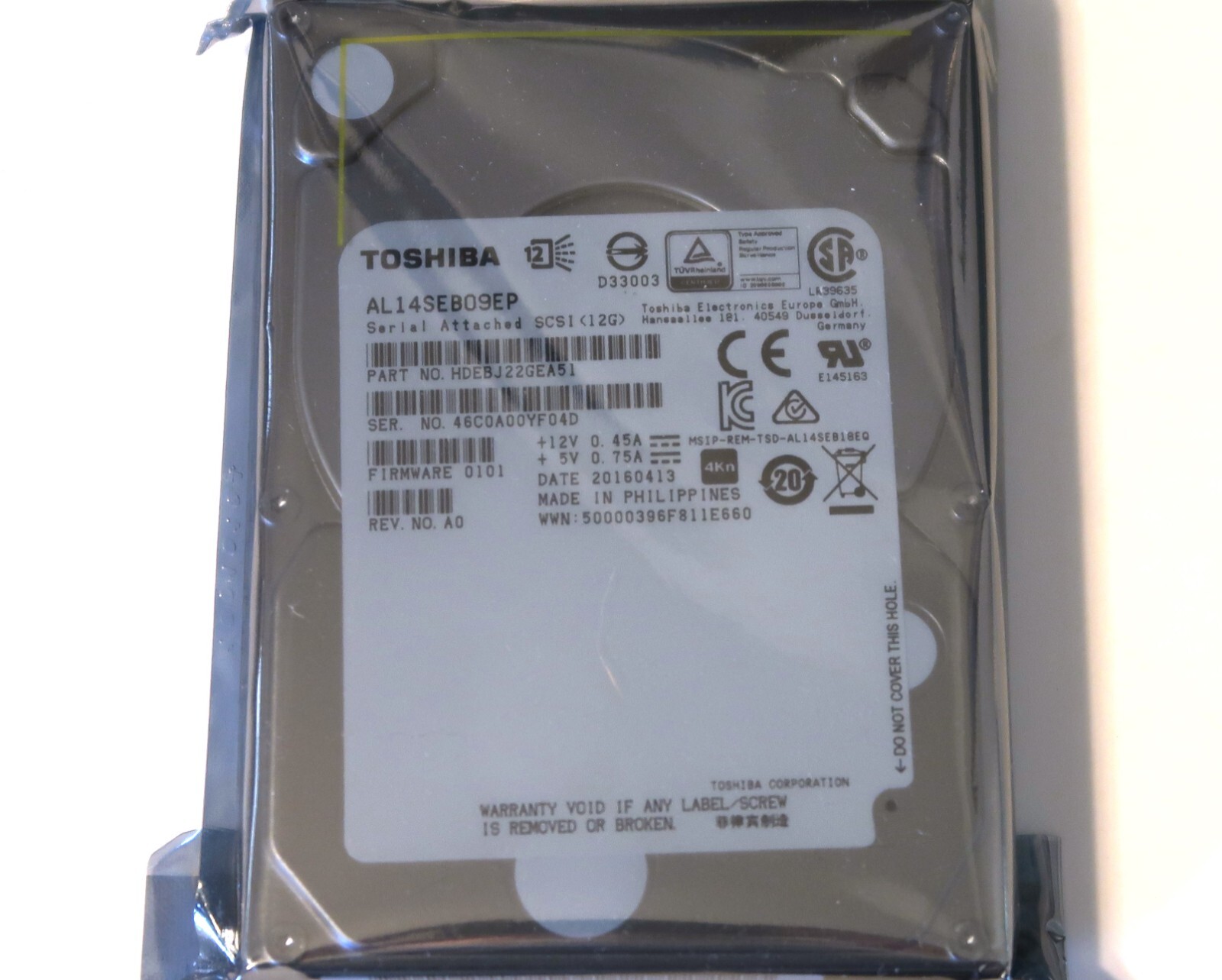 Toshiba AL14SEB09EP HDEBJ22GEA51 2.5" 900gb SAS 12Gb/s 4Kn (New sealed 0 hours)