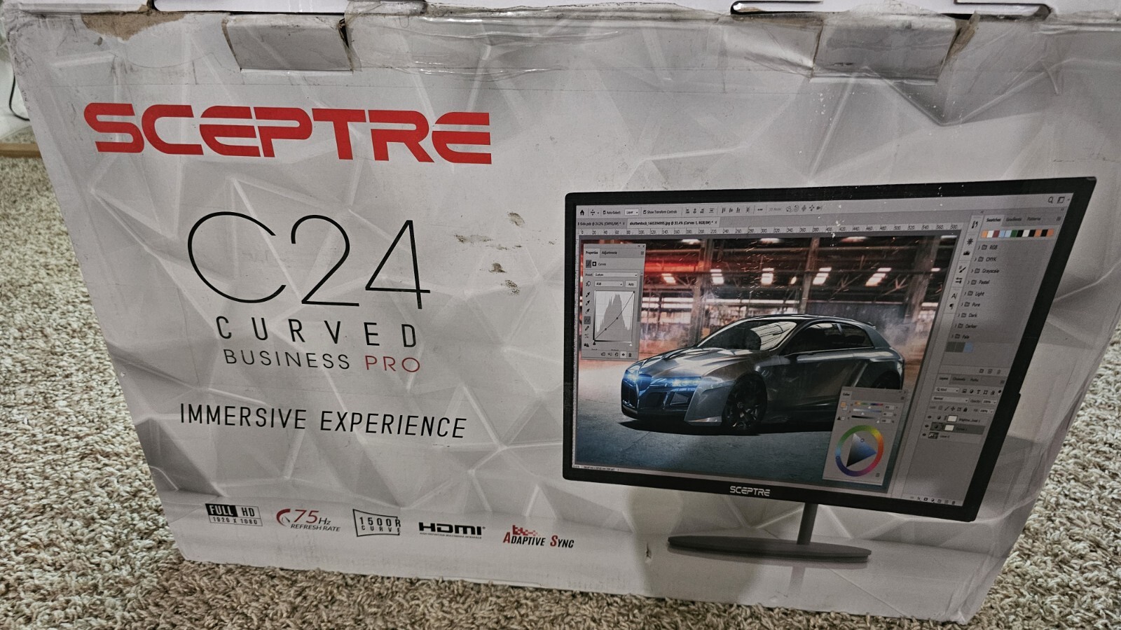Sceptre C24Curved 75Hz Monitor *damaged*Black Screen Please Read Description