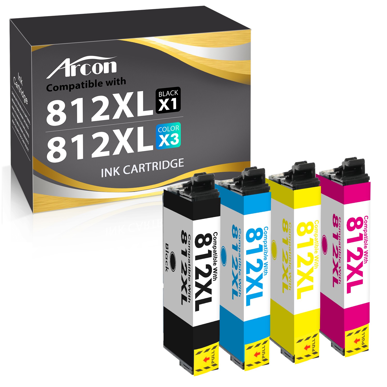 4PK 812XL T812XL Ink Cartridges For Epson WorkForce WF-7820/7310 EC-C7000