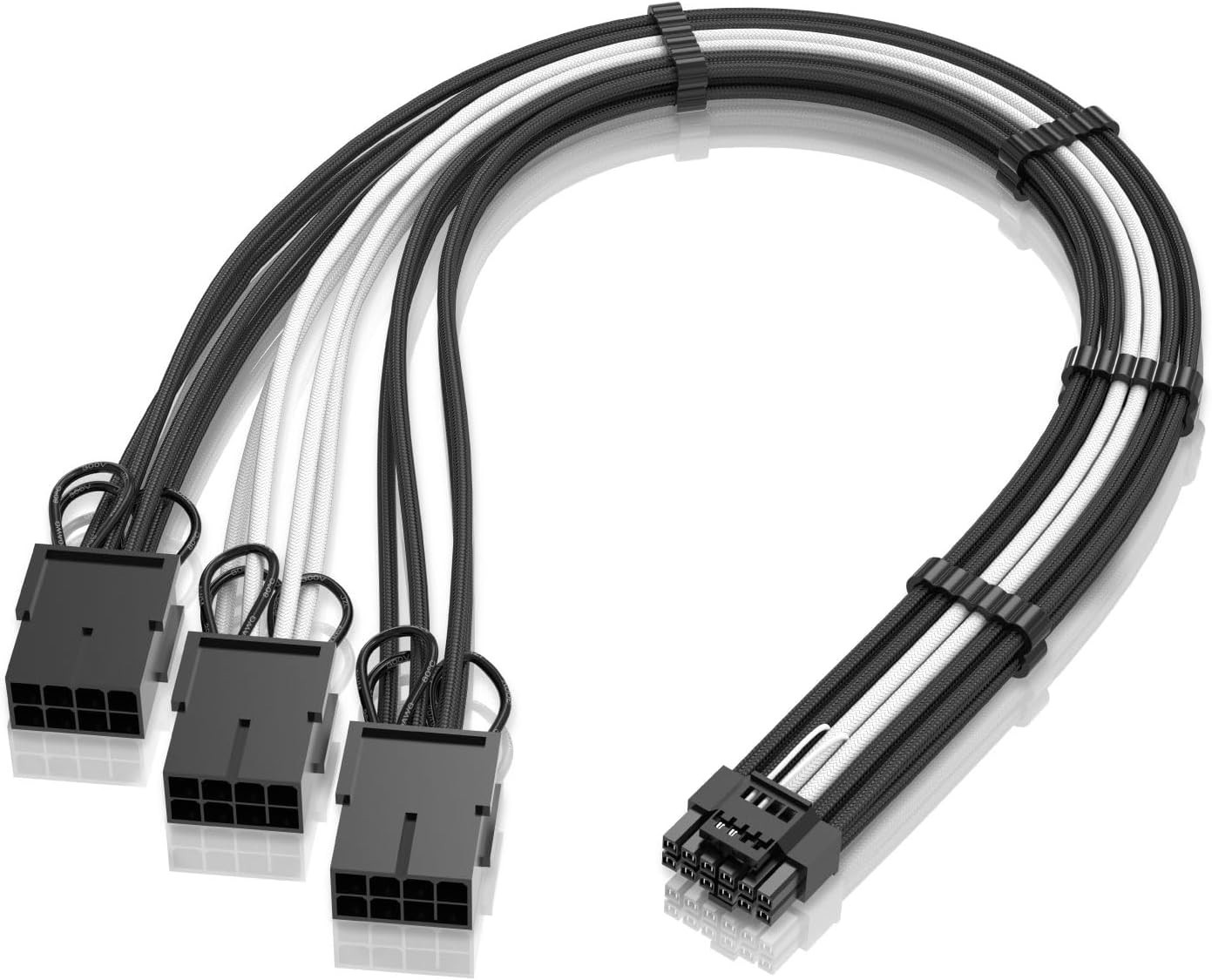 EZDIY-FAB GPU Power Sleeved Cable Extension 16pin(12+4) PCIe 5.0 to 3X PCIE 8pin