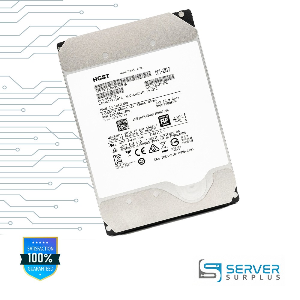 HGST HUH721010AL5204 10TB SAS 12Gb/s 512e 3.5 in Enterprise HDD | 0F27371