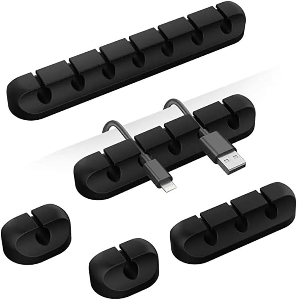 Cord Holder Cable Management Clips 5 Pack- Adhesive Wire Organizer for Desk