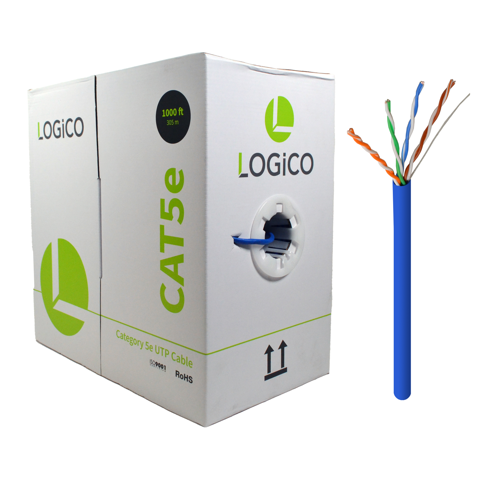 CAT5e 1000FT UTP Cable Solid Network Ethernet LAN Bulk Wire RJ45 Blue