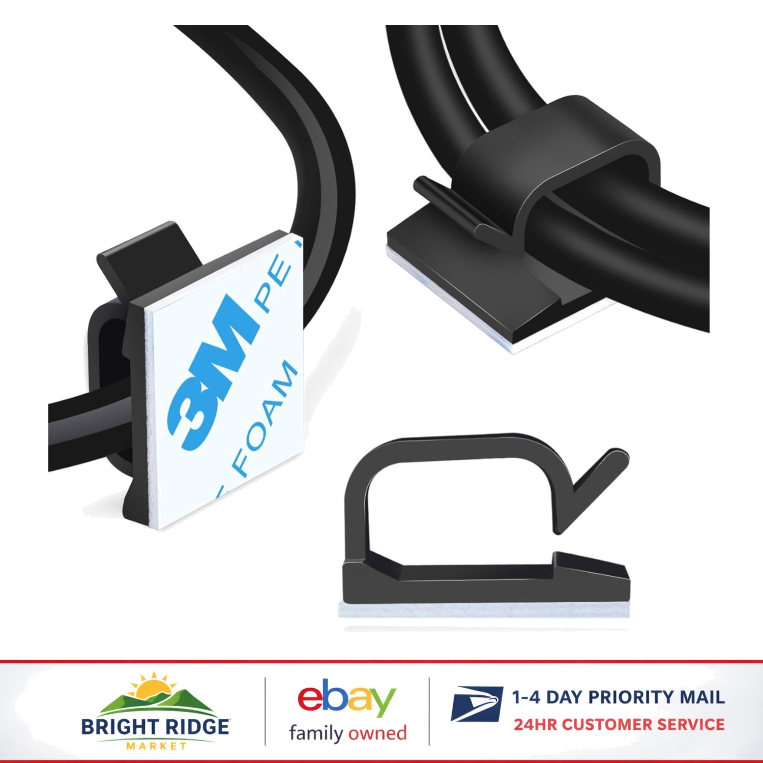 120PCS Adhesive Cable Wire Clips for Effective Cord Management in Home & Office
