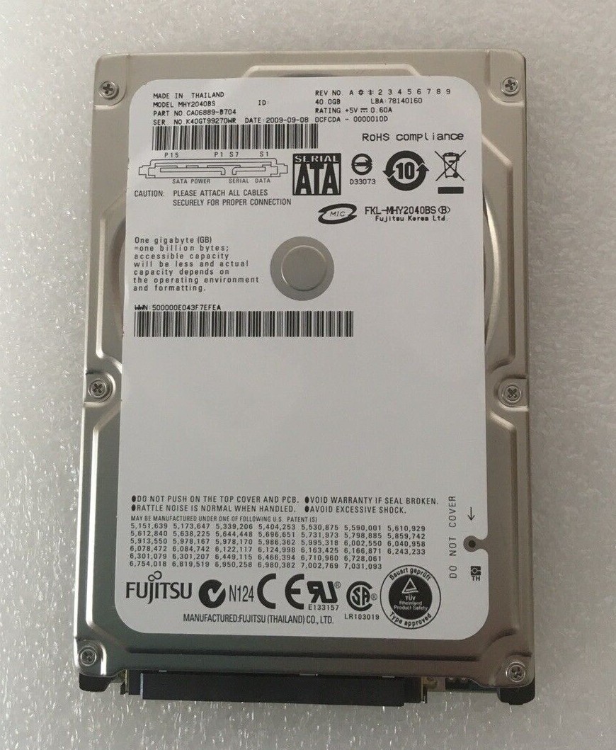 Fujitsu MHY2 BS MHY2040BS 40 GB Hard Drive - 2.5" - SATA (SATA/150)