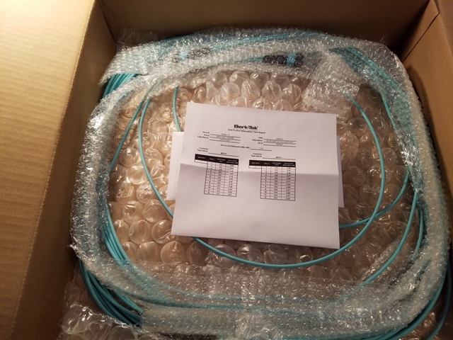 MTP-MTP 24 Stand Fiber BERK-TEK F-F 50/125 OM3 10Gig 90 Feet - Plenum