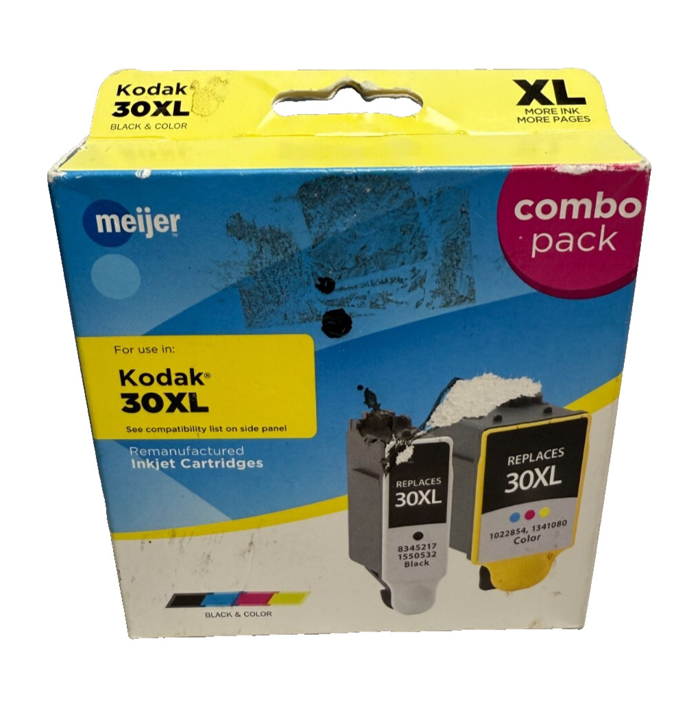 Meijer Black & Color Ink Cartridges For Kodak 30XL Combo Pack