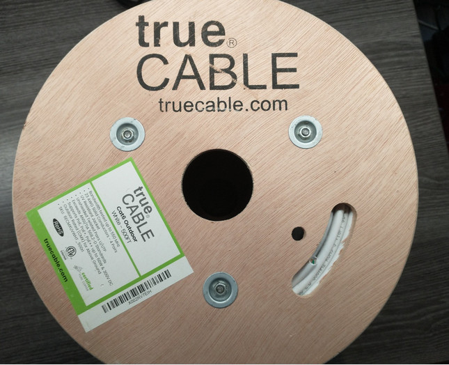 trueCABLE Cat6 Outdoor CMX White – 430+ ft – Solid Copper UV‑Rated Bulk Ethernet