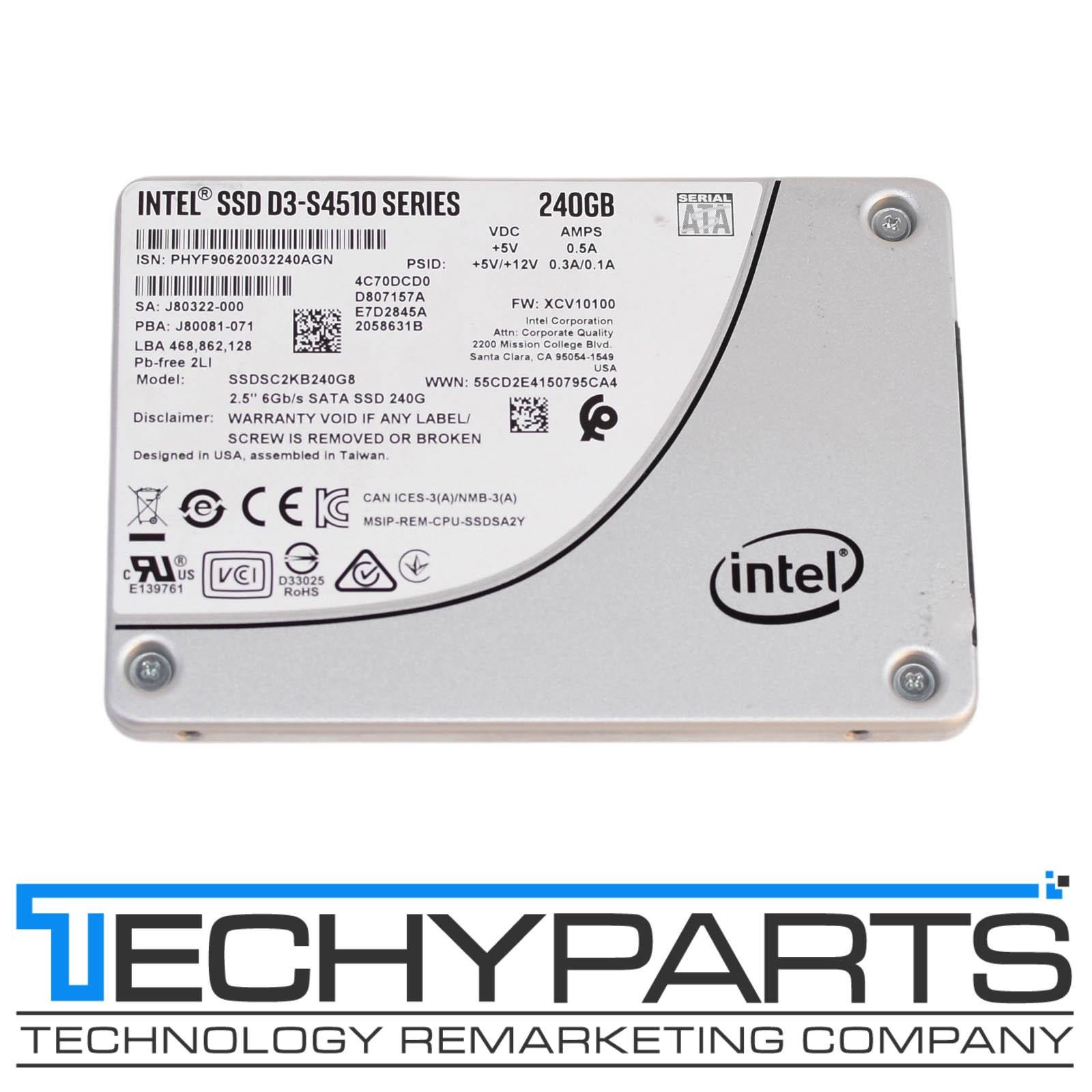 Intel 240GB SSD D3-S4510 Series 2.5" SATA III 6G 3D2 TLC SSDSC2KB240G8