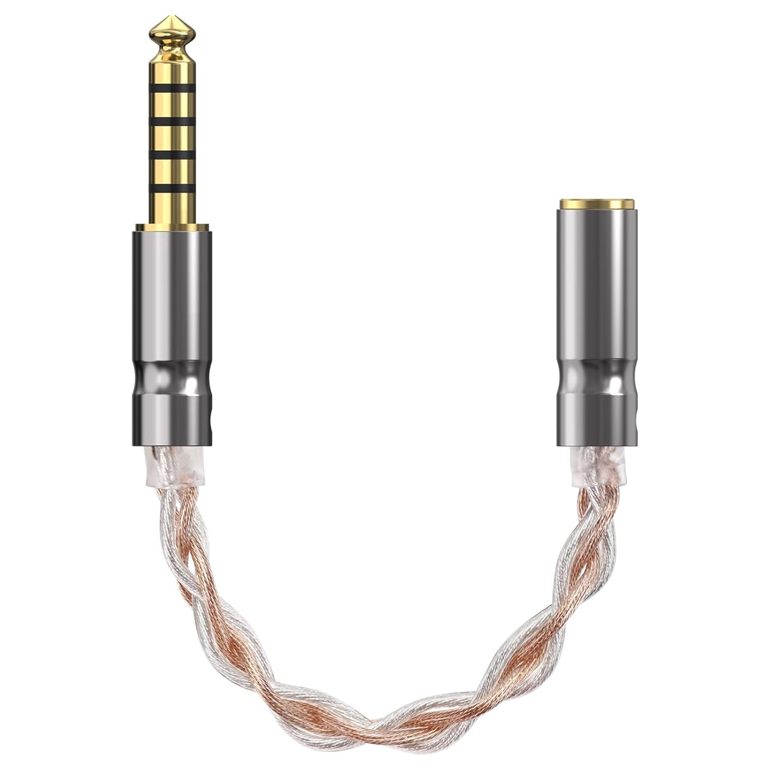GEEKRIA 4.4mm Balanced Male to 3.5mm Female Adapter, Silver-Plated... 