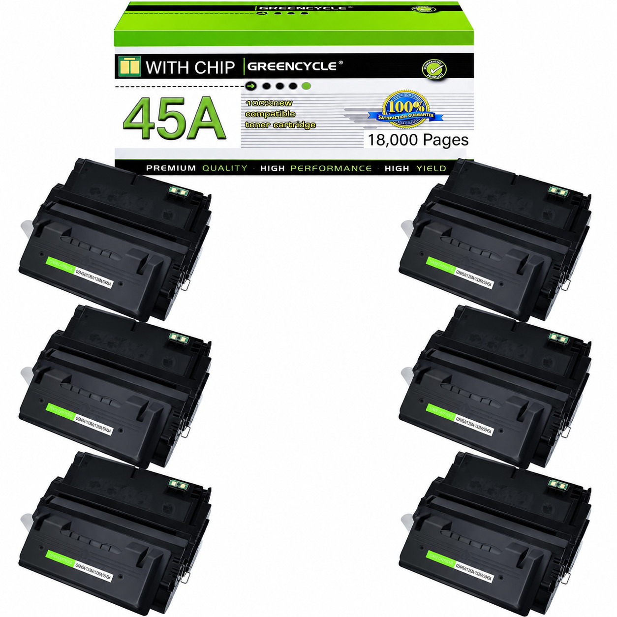 6PK Q5945A BK Toner Cartridge Fits For HP 45A M4345xm 4345mfp 4345xm High Yield