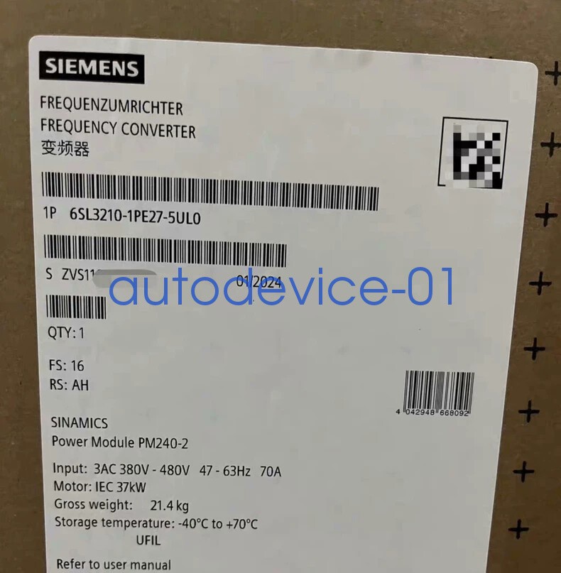 NEW Siemens 6SL3210-1PE27-5UL0 6SL3 210-1PE27-5UL0 G120 POWER MODULE PM240-2