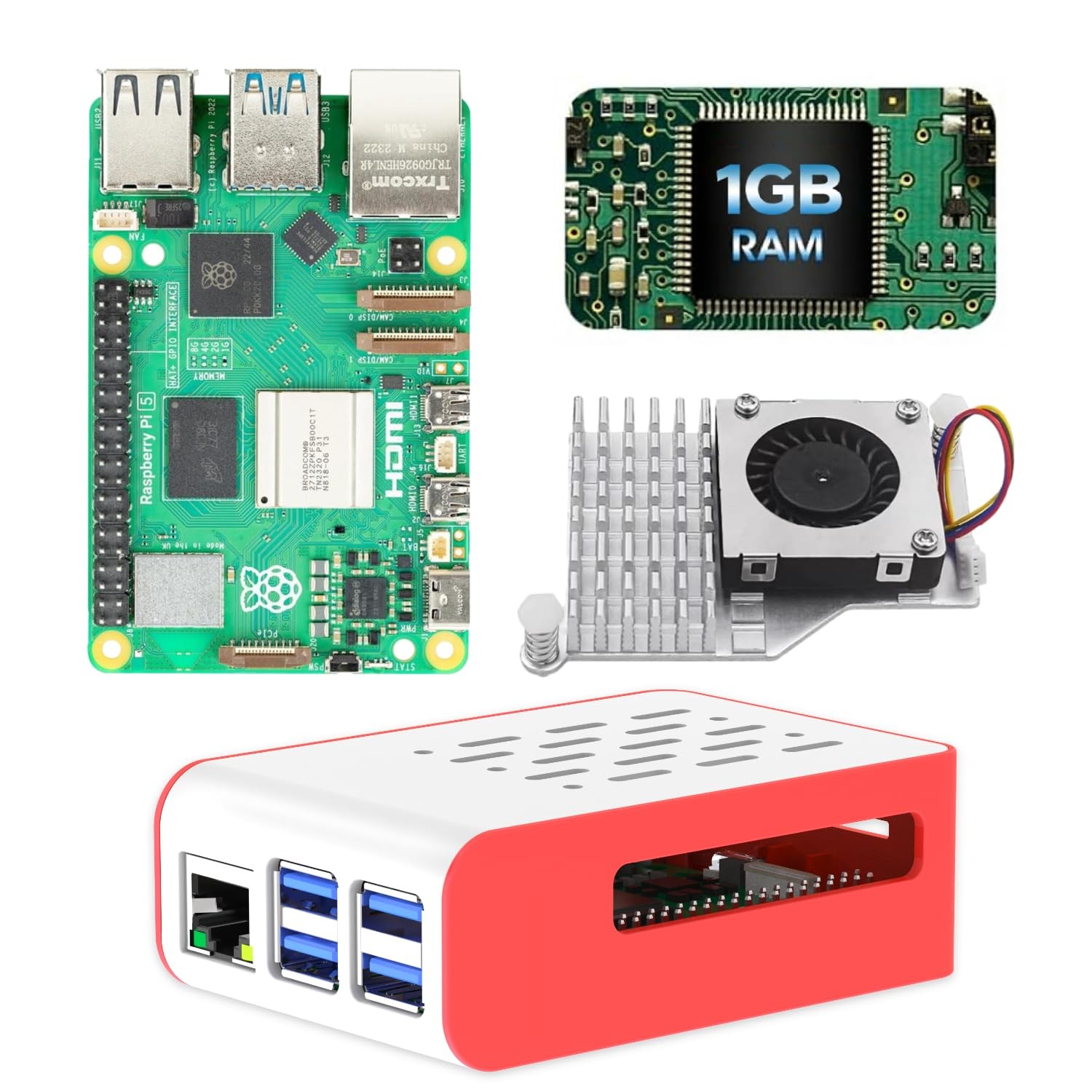 Basic kit for Raspberry Pi 5 RAM 1GB with Pi5 Case and Active Cooler