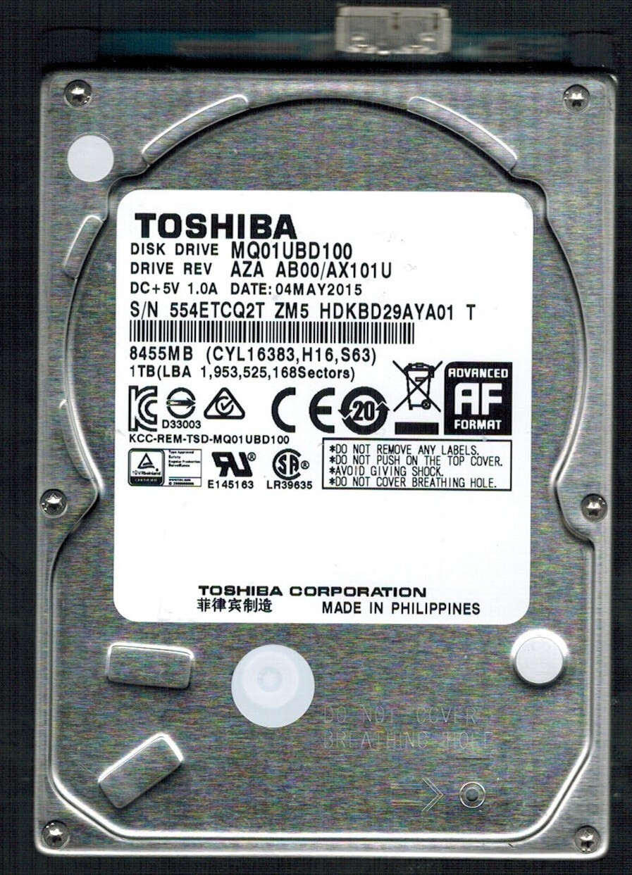 MQ01UBD100 HDKBD29AYA01 T REV:AZA AB00/AX101U 1TB MAY 2015 PHILIPPINES TOSHIBA