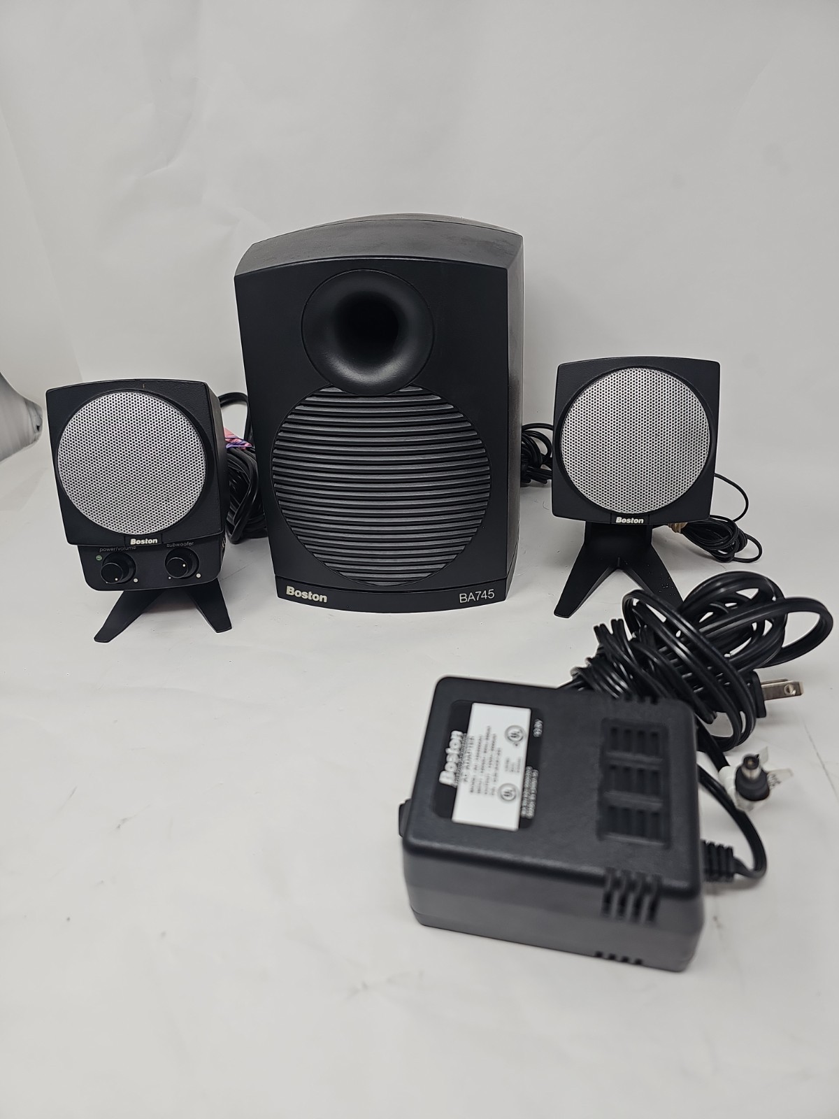 Boston Acoustics BA745 2.1 Computer Speaker System Sub & 2 Satellites ~ Working