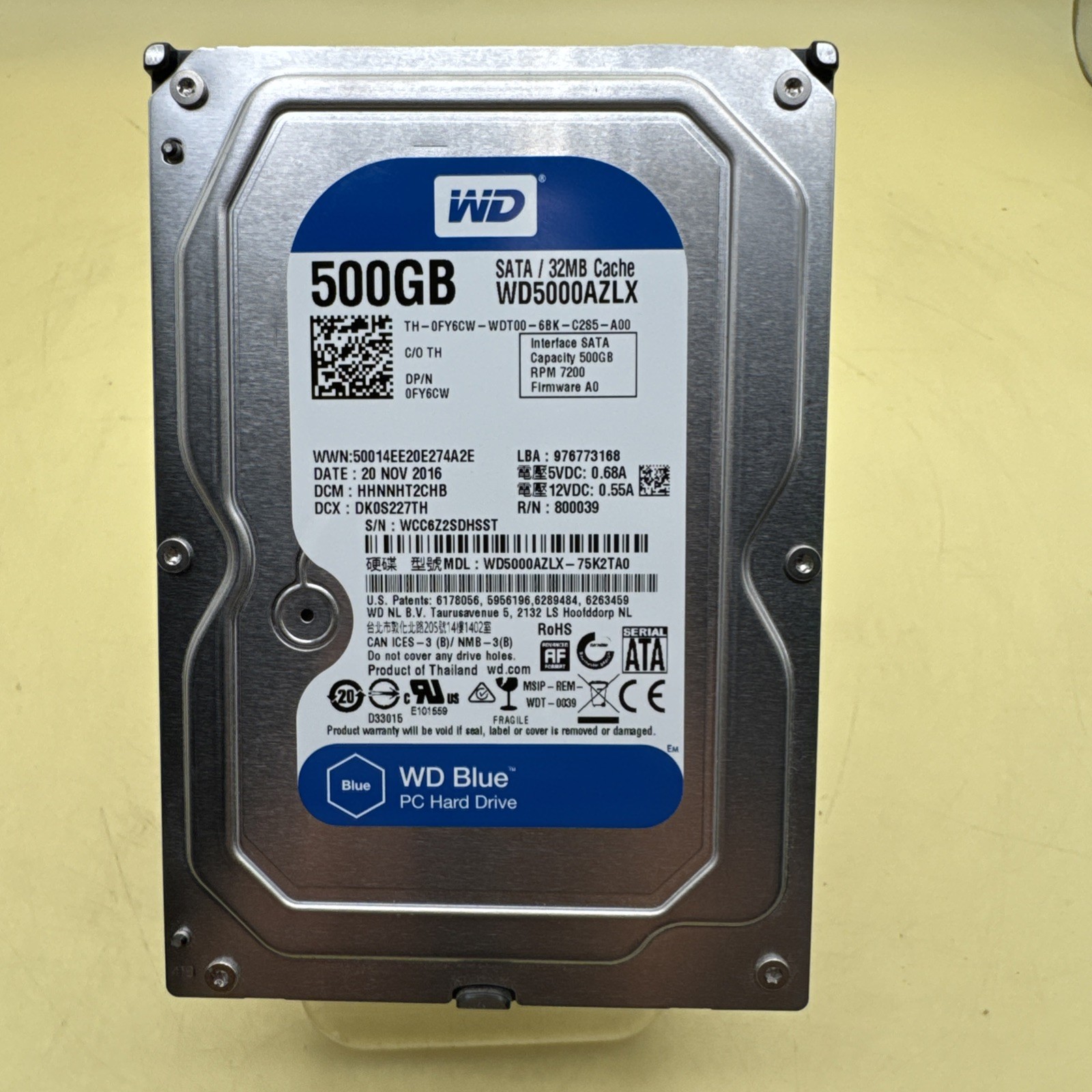 Western Digital Blue 500GB 7200RPM 3.5" (WD5000AZLX) 32MB Cache HDD SATA