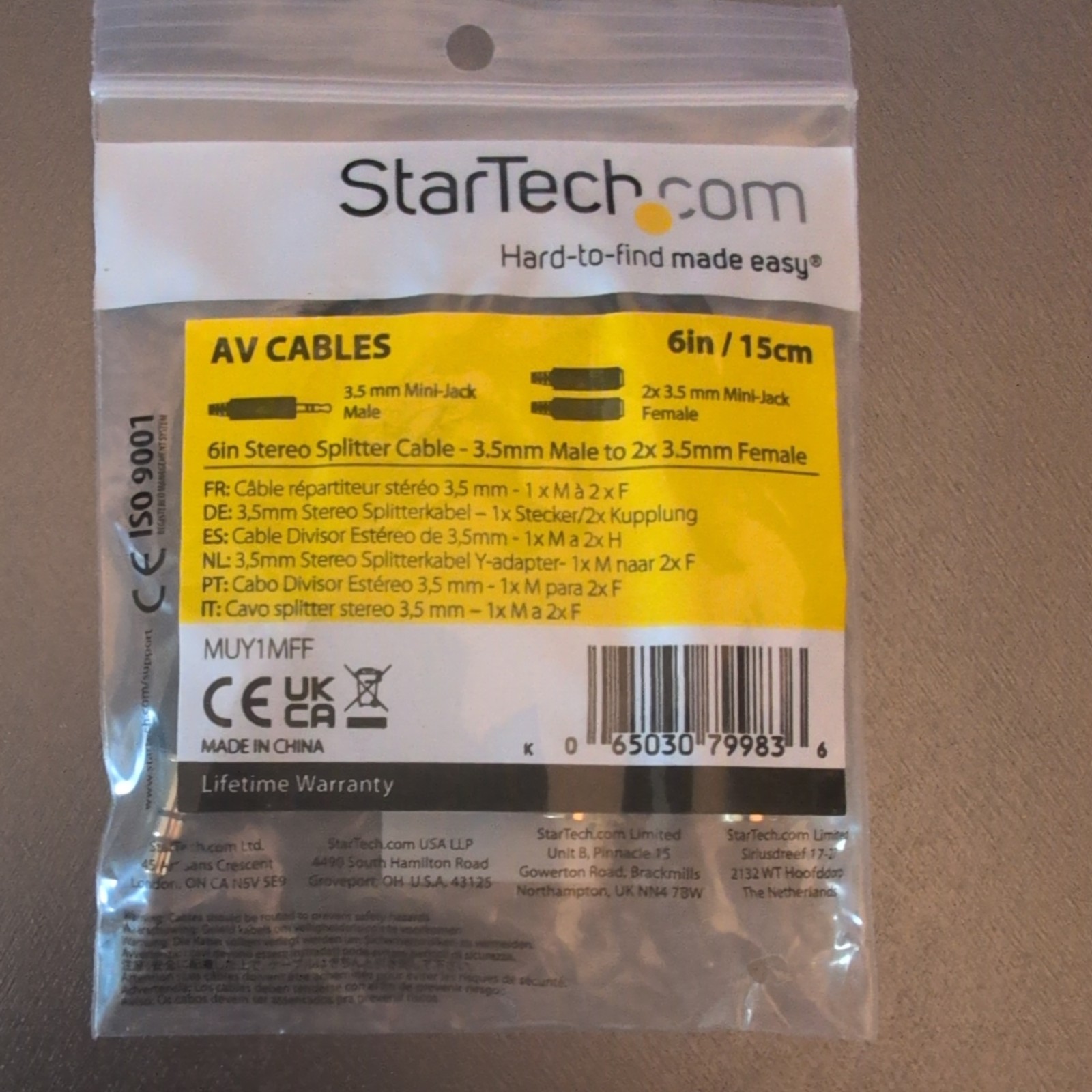 StarTech 6in Stereo Splitter Cable