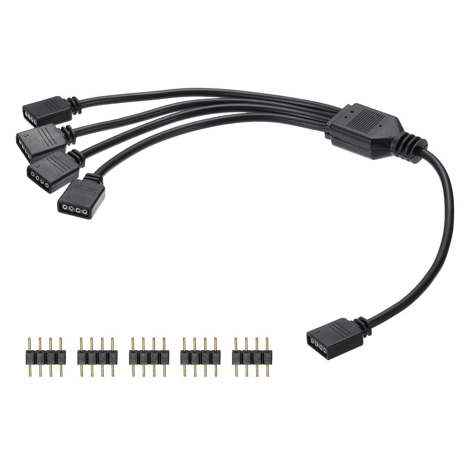 RGB Splitter Cable, 12V 12" 4 Pin 1 to 4 Female to Female, Black