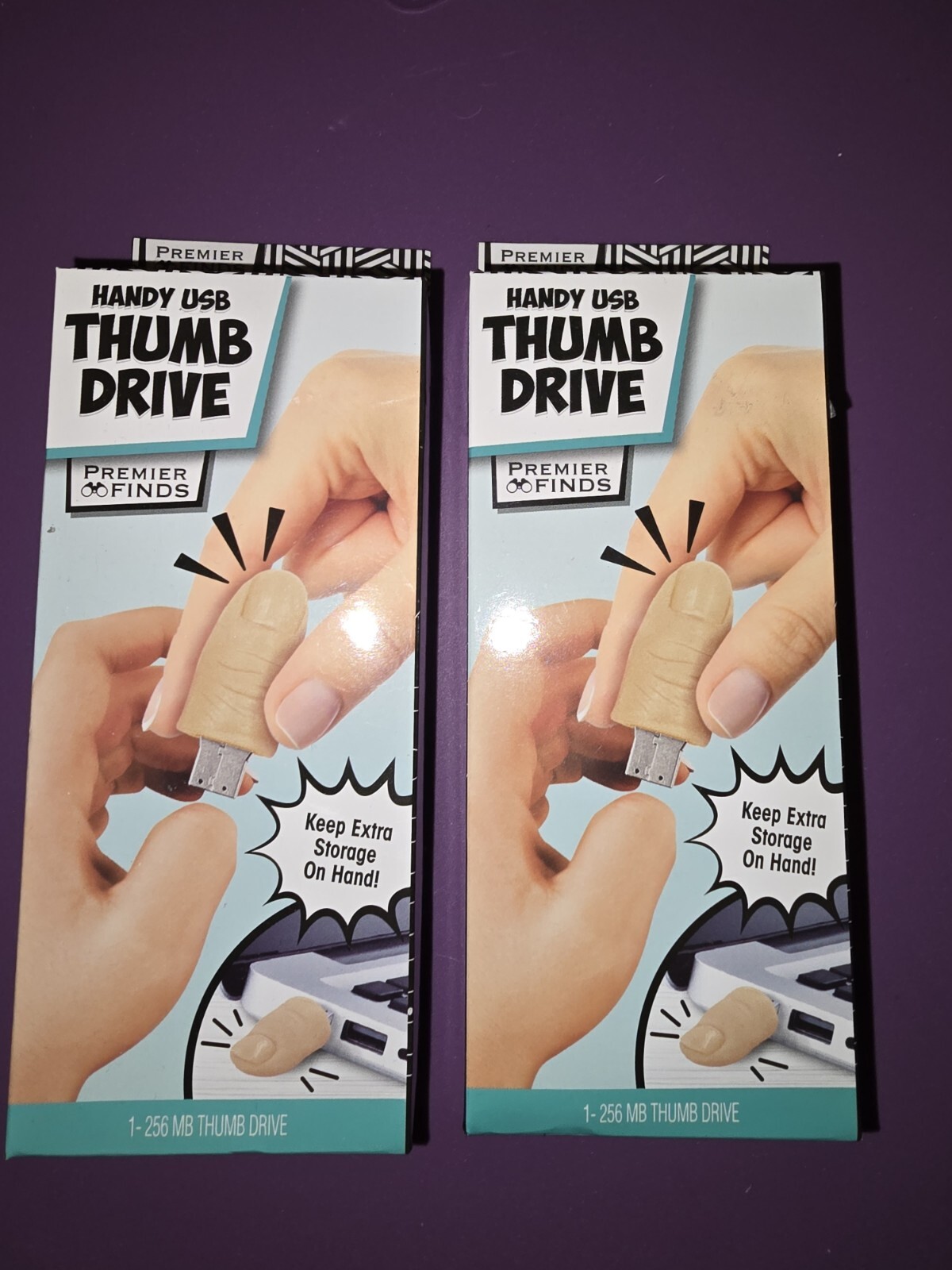 2 Premier Finds Handy USB Thumb Drive Digital Storage Gag Gift Joke Funny 256 MB
