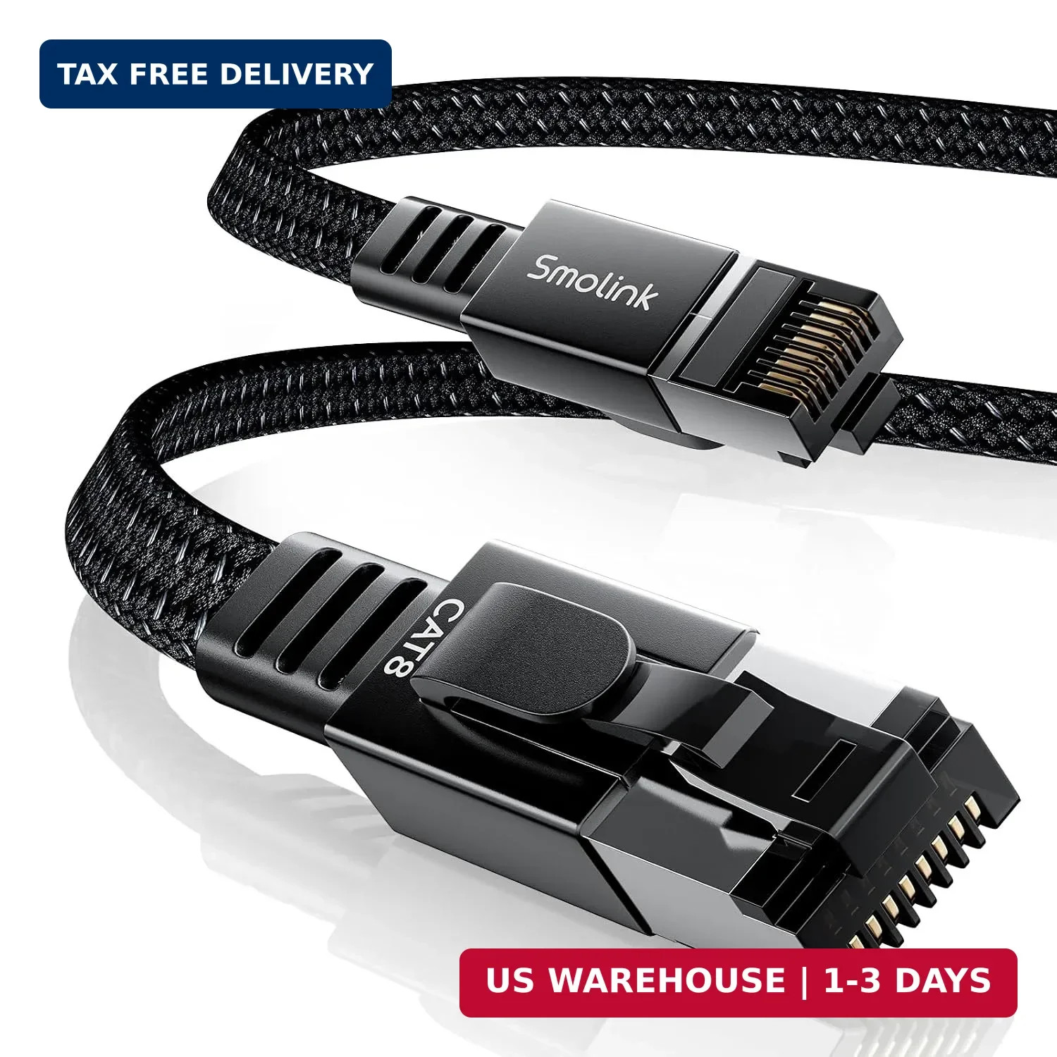 Smolink Cat 8 Ethernet Cable - 50ft 40Gbps 2000MHz RJ45 LAN Network Patch Cord,