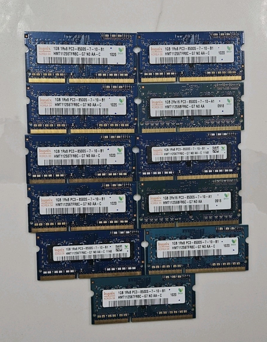 **LOT OF 9** HYNIX 1GB 1Rx8 PC3-8500S-7-10-B1 HMT112S6TFR8C-G7