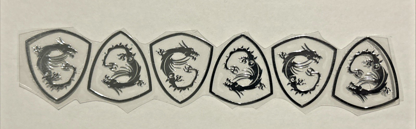 6 PCS MSI Silver Gaming Dragon Series Label | Sticker | Logo 30mm X 25mm