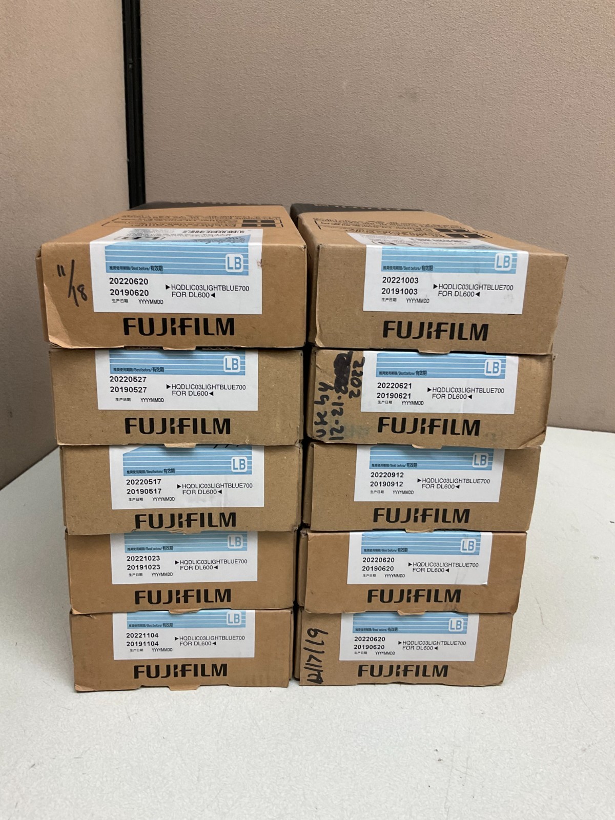 LOT of 10 Sealed Genuine Exp.2022 Fujifilm DL600 Light Blue LB Ink Cartridge