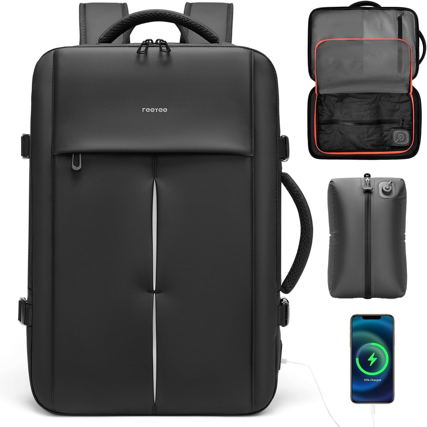 18 Inch Large Laptop Backpack with Built-In Electric Vacuum Compression Bag, Exp