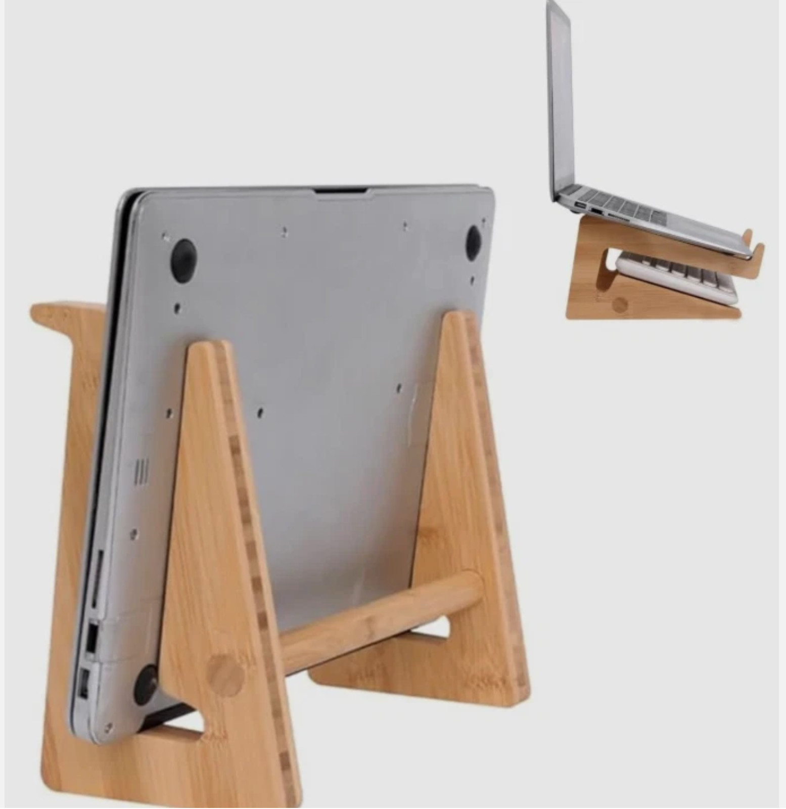 Bamboo Wooden Laptop Stand Vertical Holder Desk Dock Organizer Storage Rack